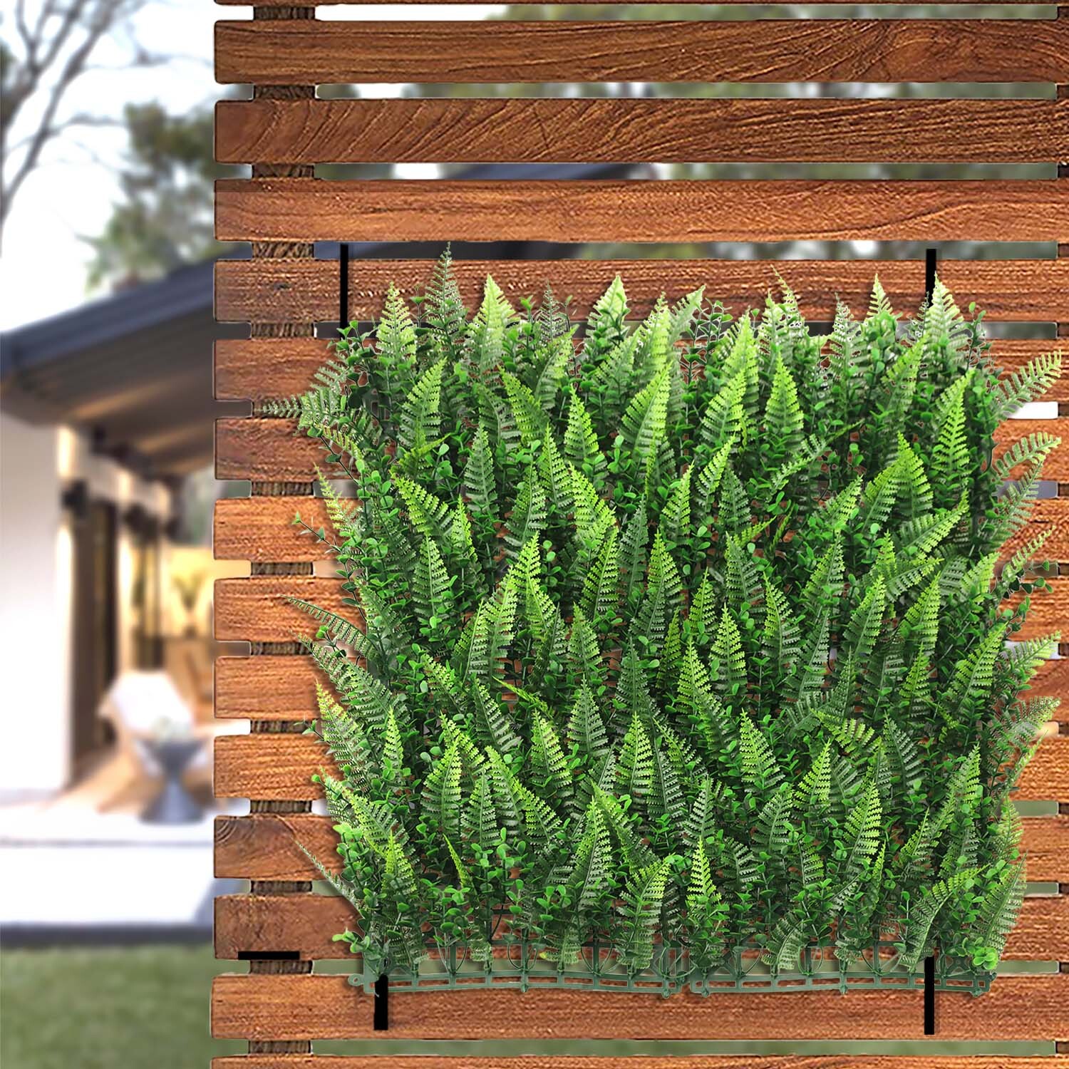 TANG 20″x20″ Interlock Mix Plants Artificail Greenery Wall D??cor Panel Type 10
