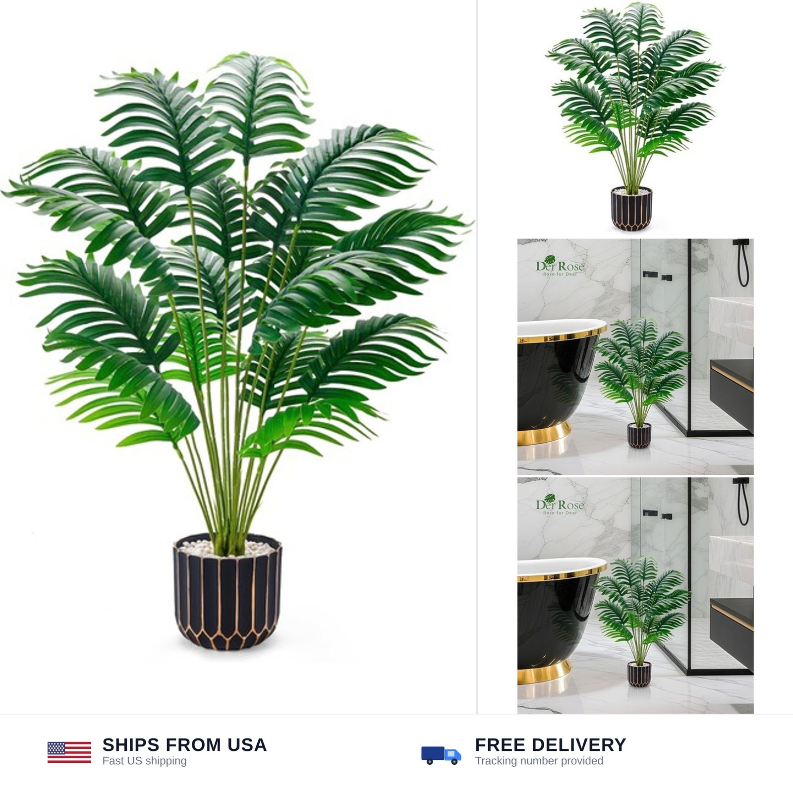 Der Rose Fake Plants Tall Artificial Palm Tree Faux Plants Indoor for Living …