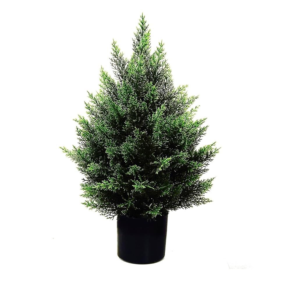 60 cm Artificial Cypress Tree Single Potted Plant Indoor Outdoor Home Yard Decor