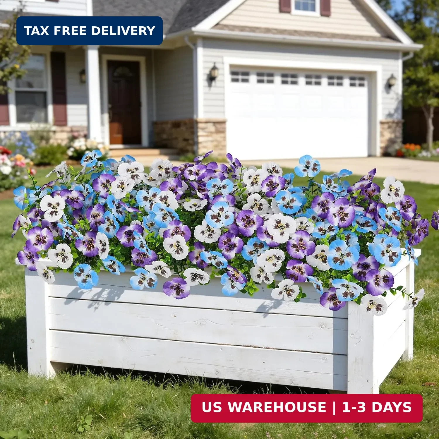 Ouddy Decor 20 Bundles Artificial Pansy Flowers for Outdoors, Fake Silk Flowers