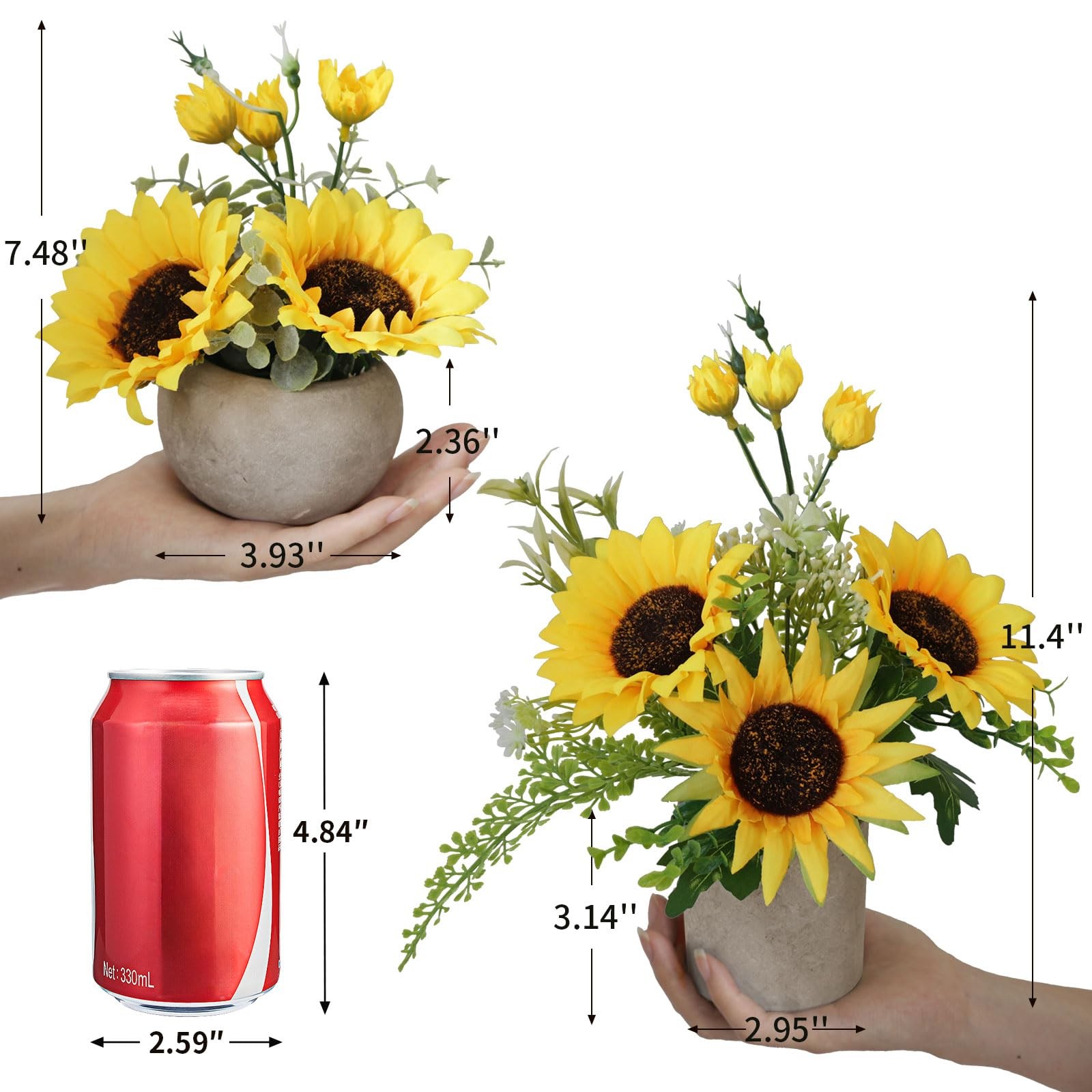 Sunflower Artificial Flowers Pot,Sunflower Decor,Flower Centerpieces for Tabl…