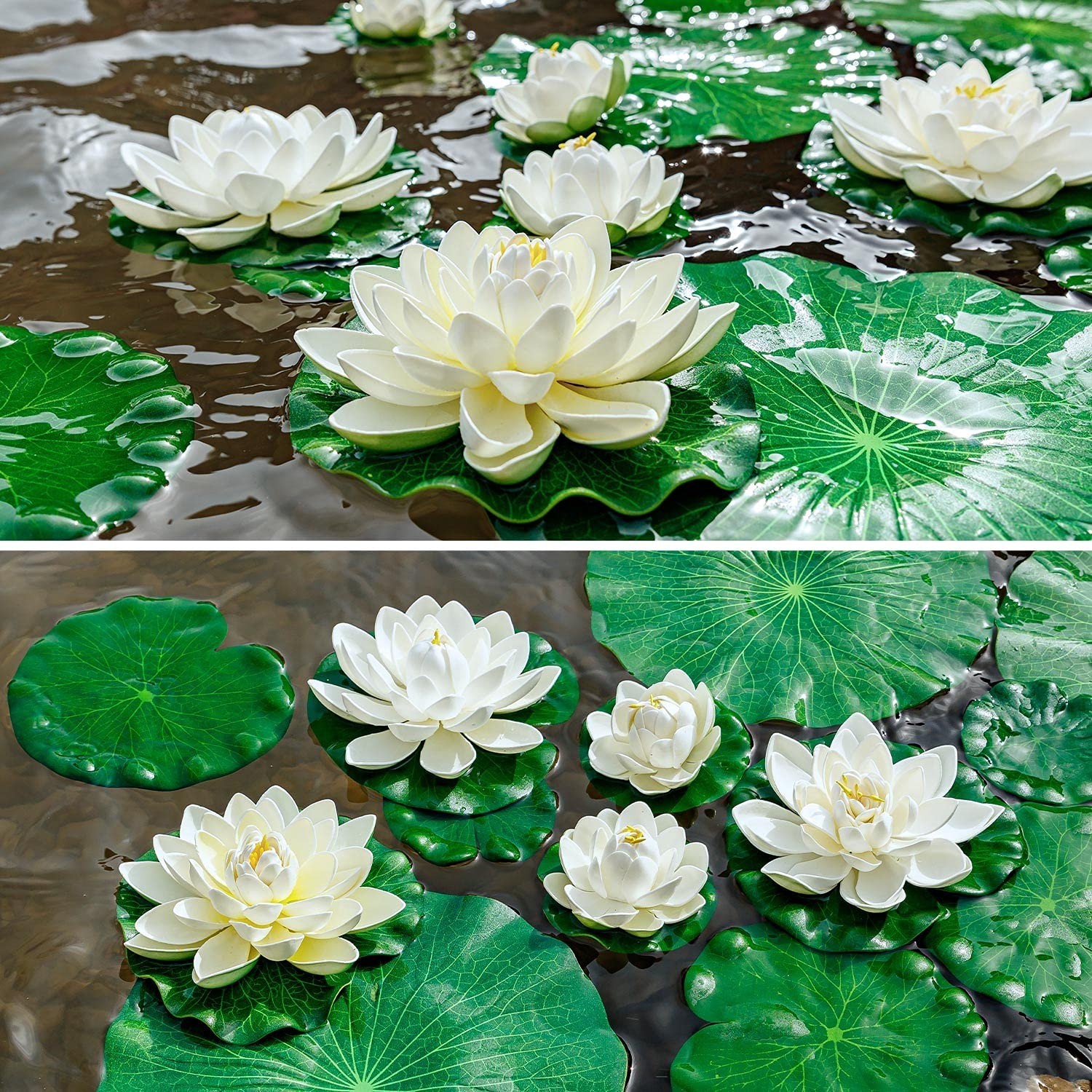 9 PCS Floating Lotus Pads | Realistic Foam Water Lilies for Garden Pond Decor