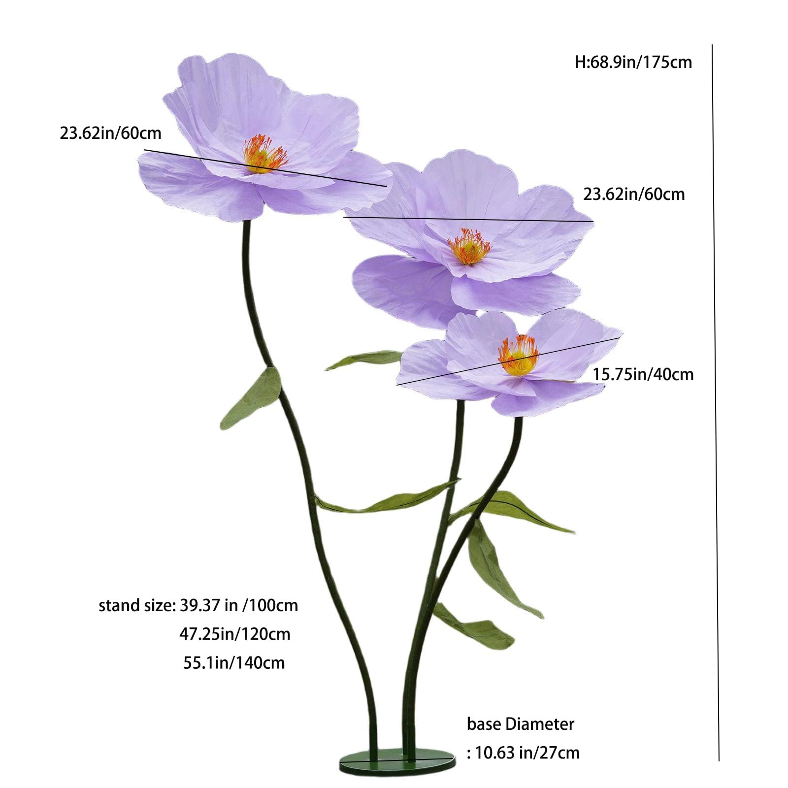 ZHBHYZ Giant Artificial Flowers for Decoration with Stand,Large Paper Flowers…