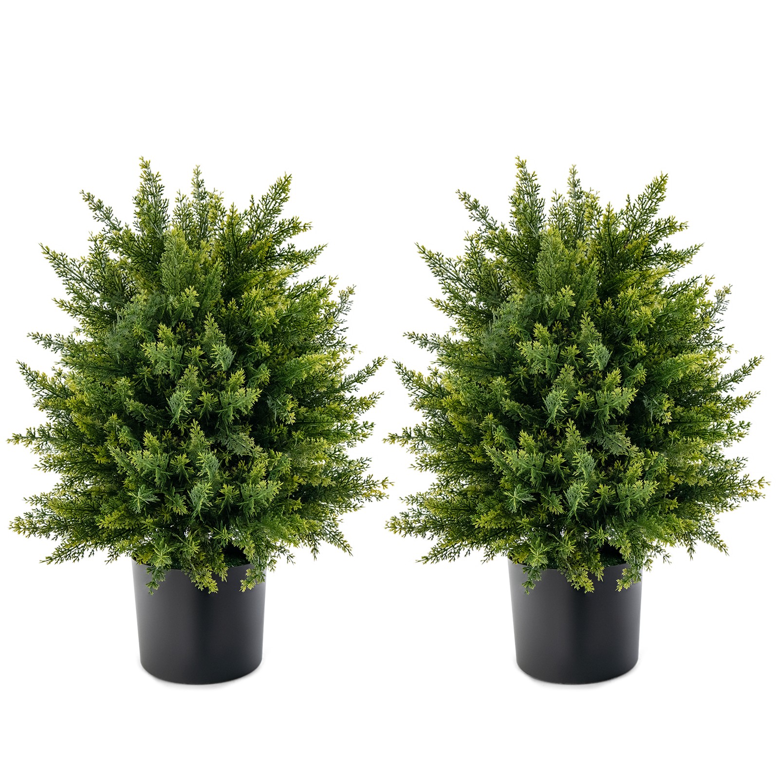 22″ Artificial Cedar Topiary Ball Tree 2-Pack Faux Shrub Bush Trees for Decor