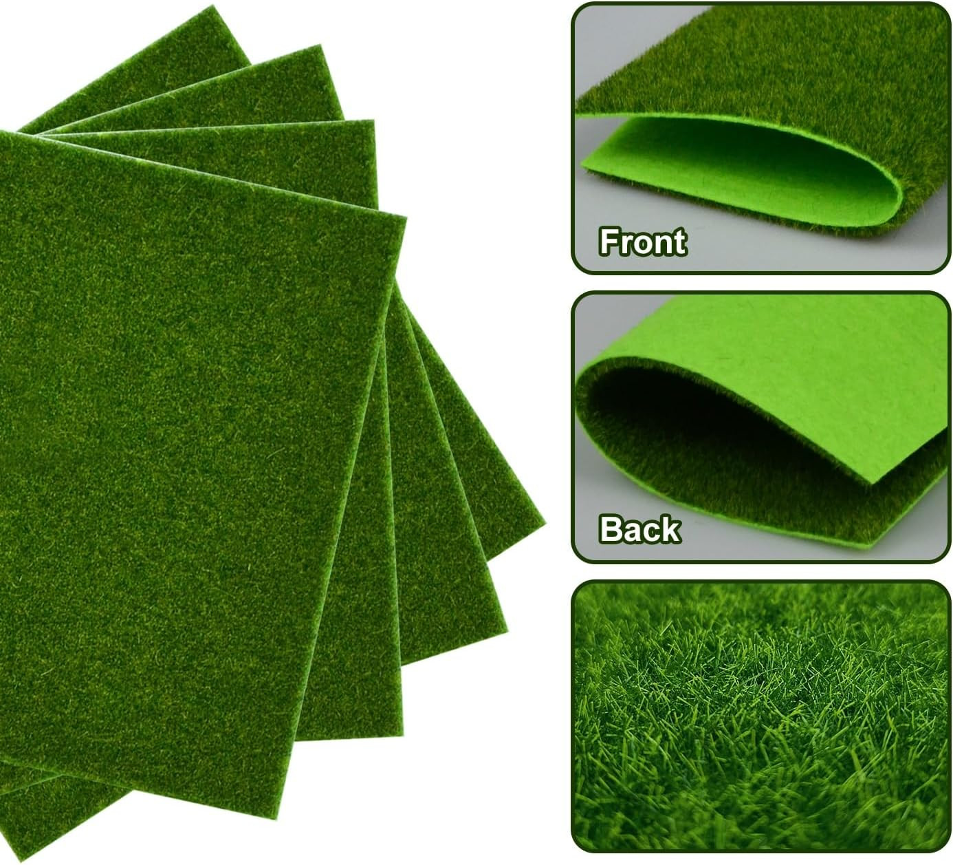 2 Pack Fake Grass Decor, 6″X6″ Artificial Grass for Fairy House, Miniature Dollh