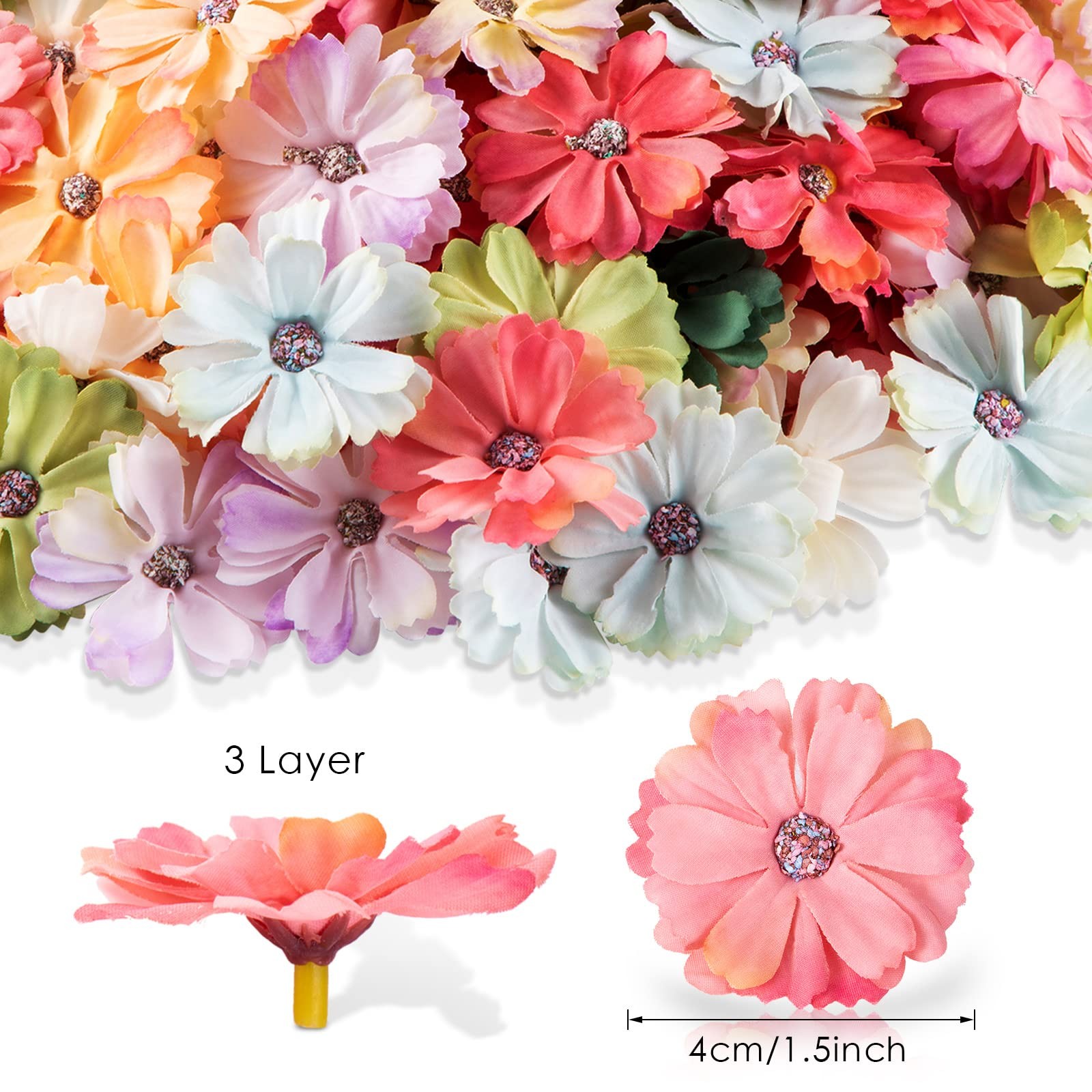 120 PCS Bulk Mini Silk Flower Heads Multicolor Artificial Fake Craft Wedding