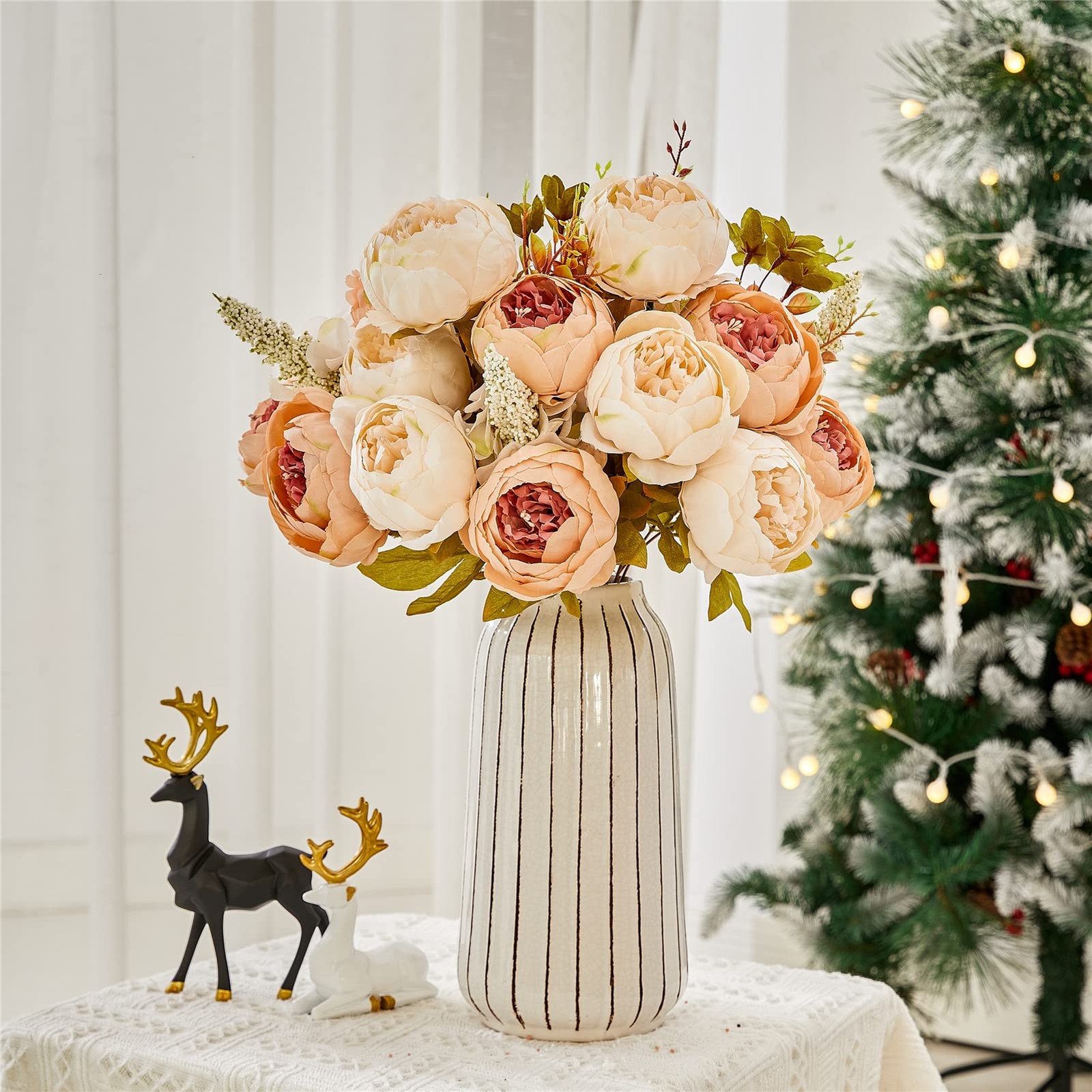 Peony Silk Flower Bouquets Arrangement Wedding Centerpieces Pink 2 Pack