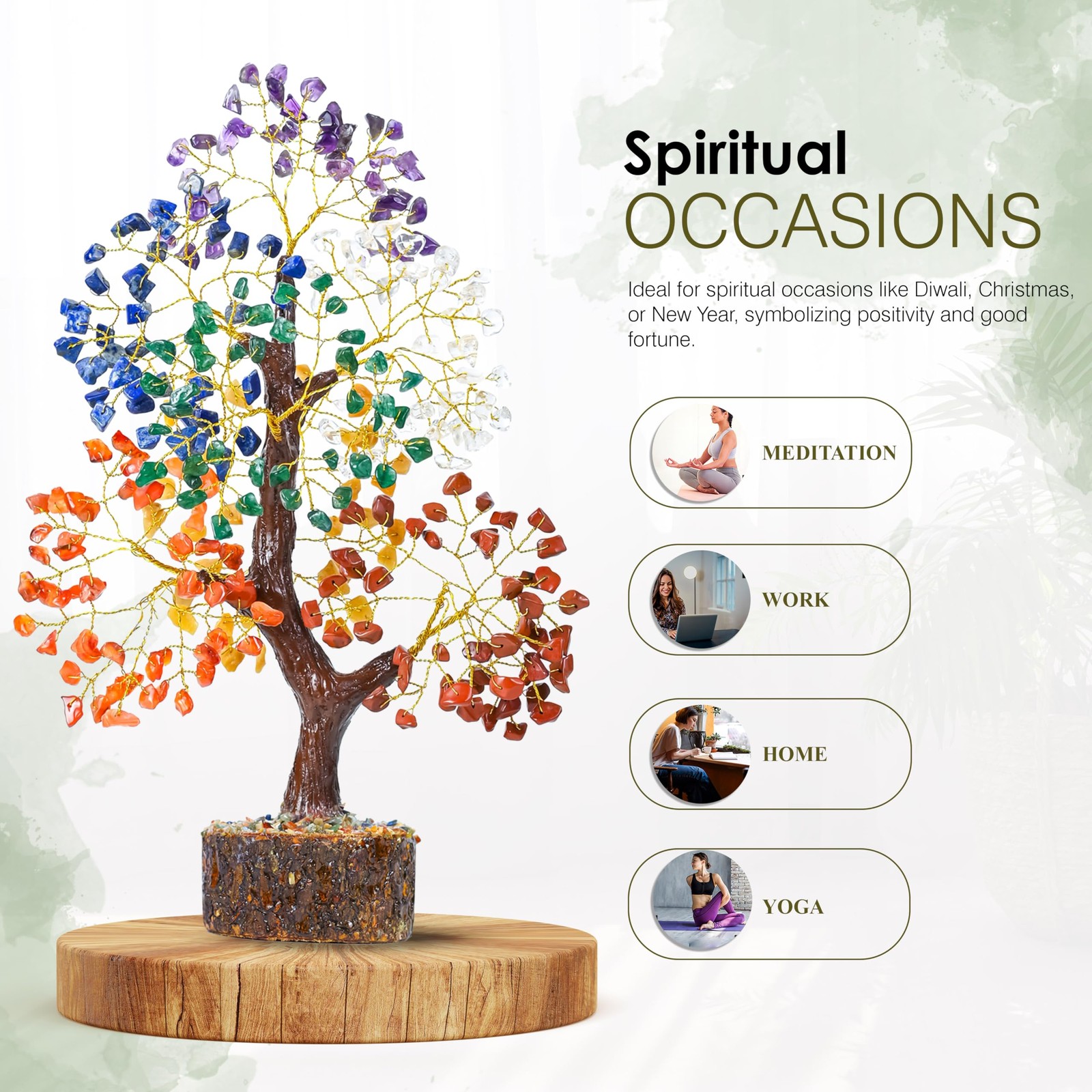 Natural Trunk 7 Chakra Crystals Tree Of Life Healing Stones Home Decor Gift