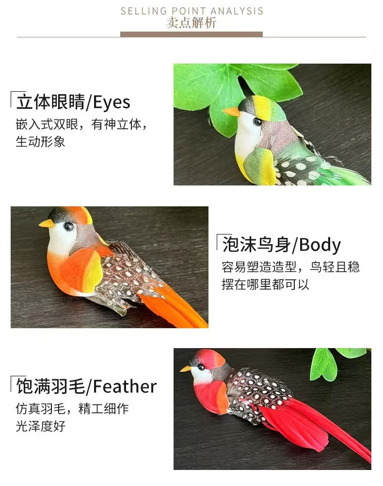 7pcs Artificial Simulation Foam Birds Feather Long Tail with Clip