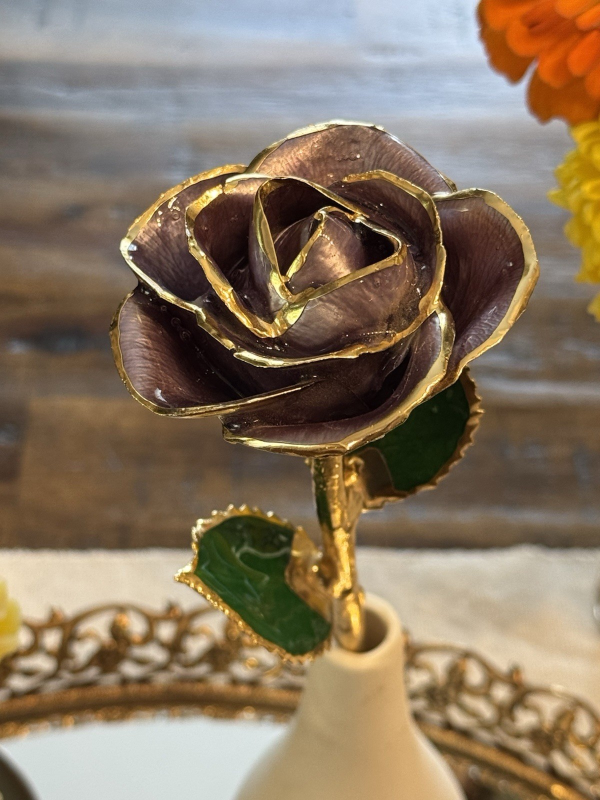 Rare Color: Purple Forever Rose Dipped in Gold