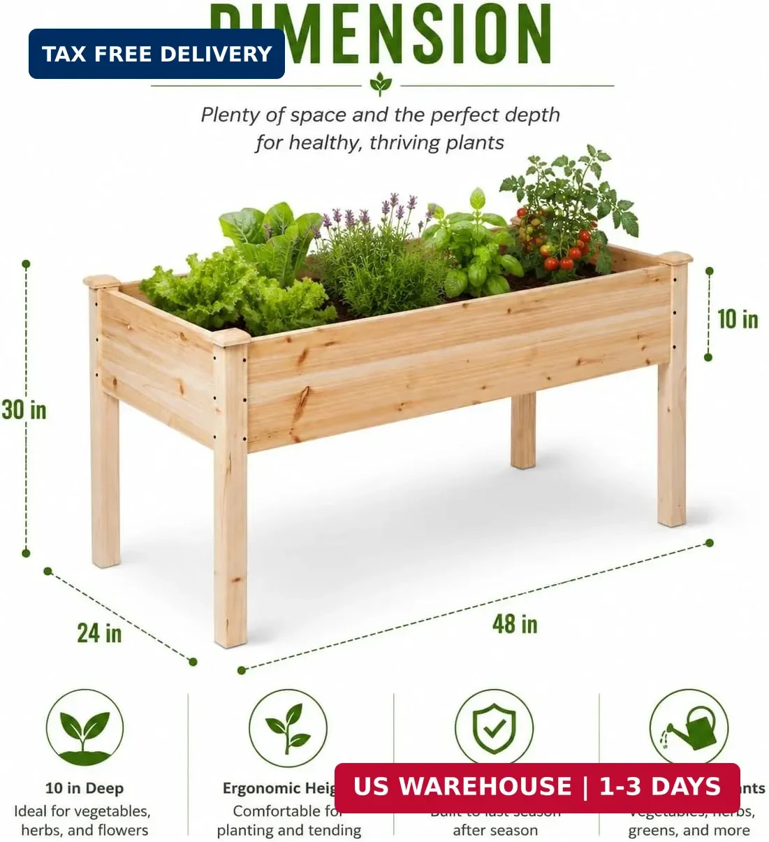 Backyard Expressions Wooden Raised Garden Bed|Elevated Planter Box with Included