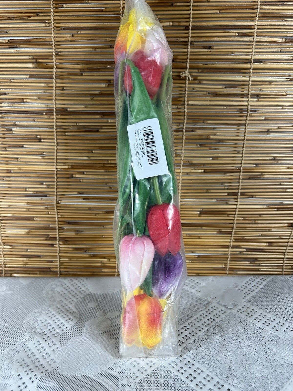 10 Pcs Rainbow Multi Color Real Touch Tulip Bundle Artificial Flower Wedding