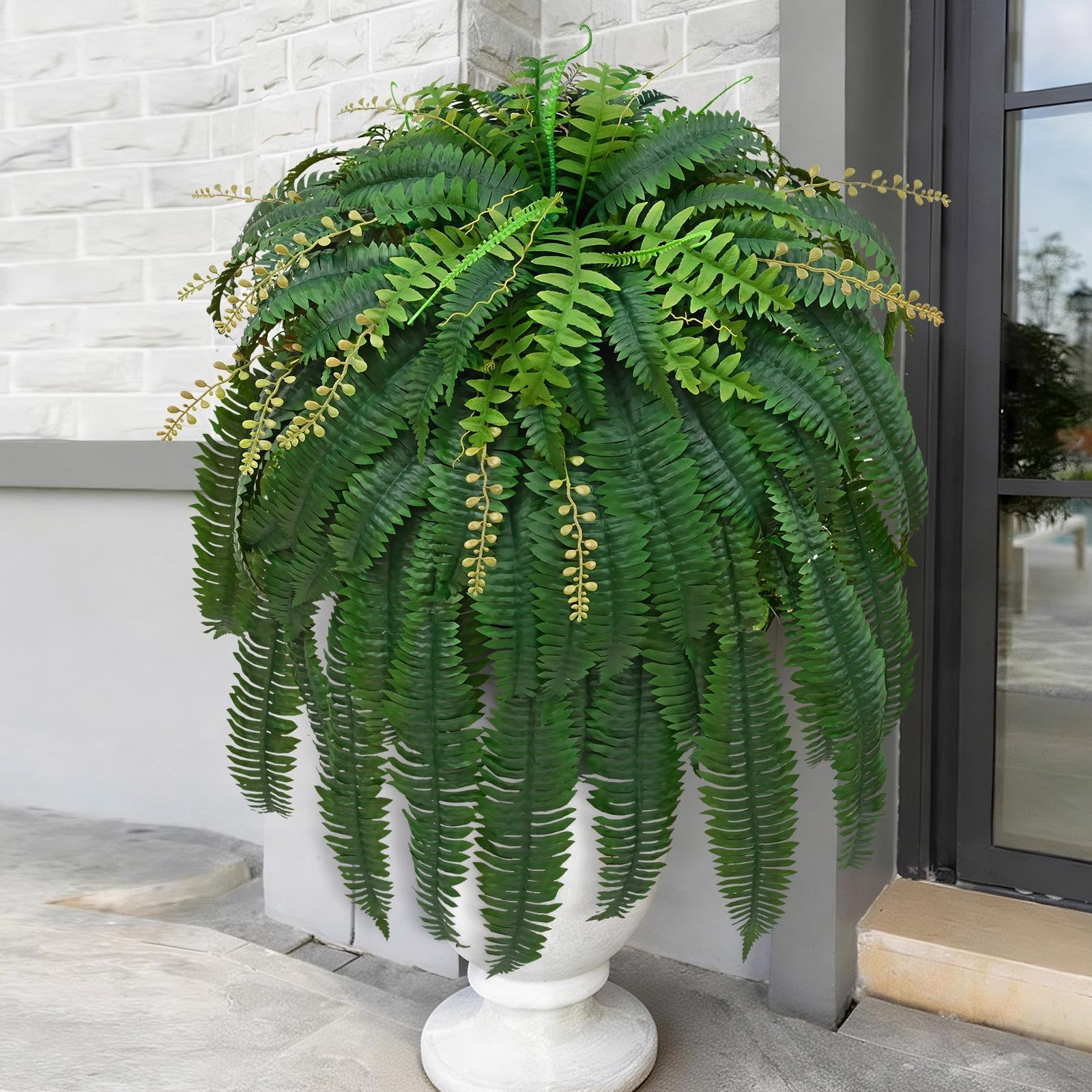 2Pcs 67″ Fake Ferns Large Artificial Ferns Plants for Outdoor