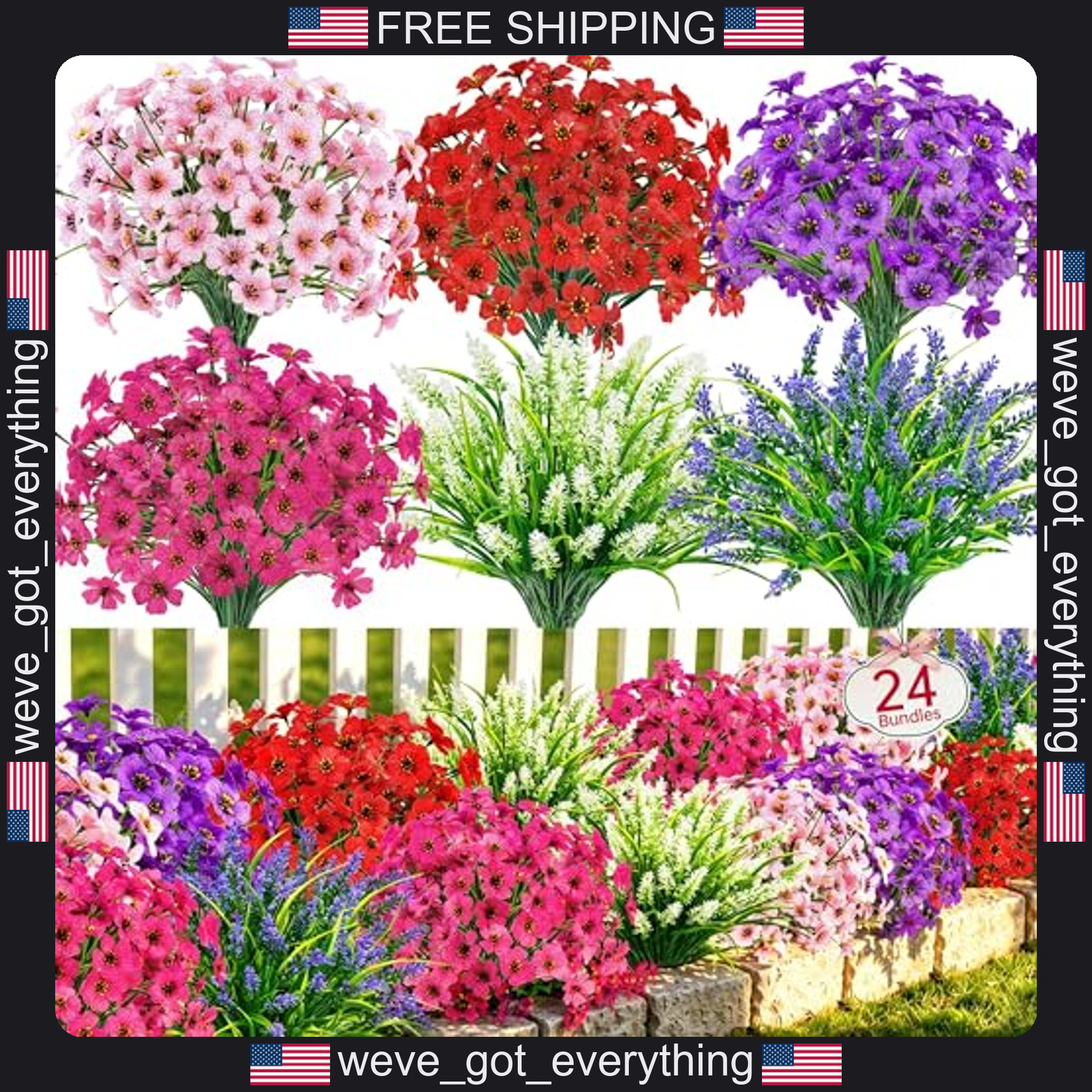 4 Colors UV Resistant Artificial Flowers for Outdoors