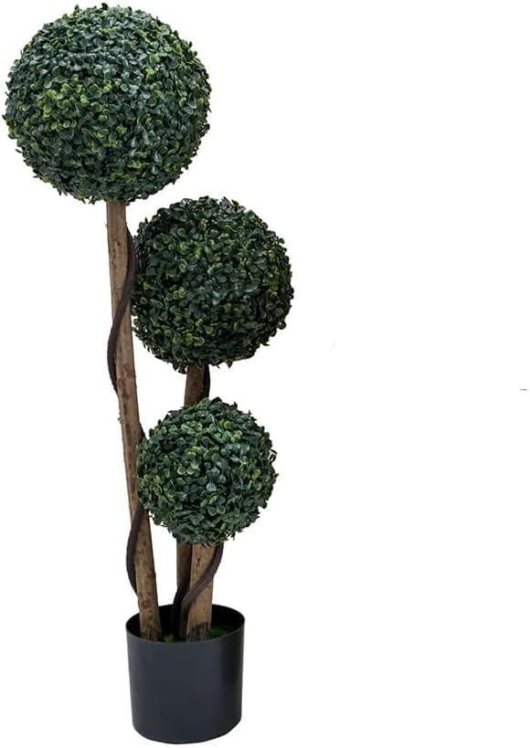 90cm Artificial Topiary Ball Triple Ball Fake Plant Faux Porch Garden Home Decor