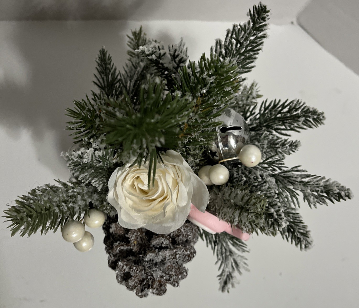 Flora Bunda Christmas Artificial Plant Pink Gingerbread House Ceramic Pot Decor