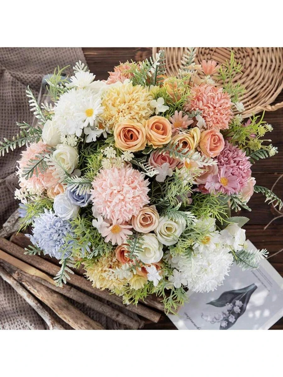 4 Pack Artificial Hydrangea Rose Flowers 11.6in Wedding Home Decor