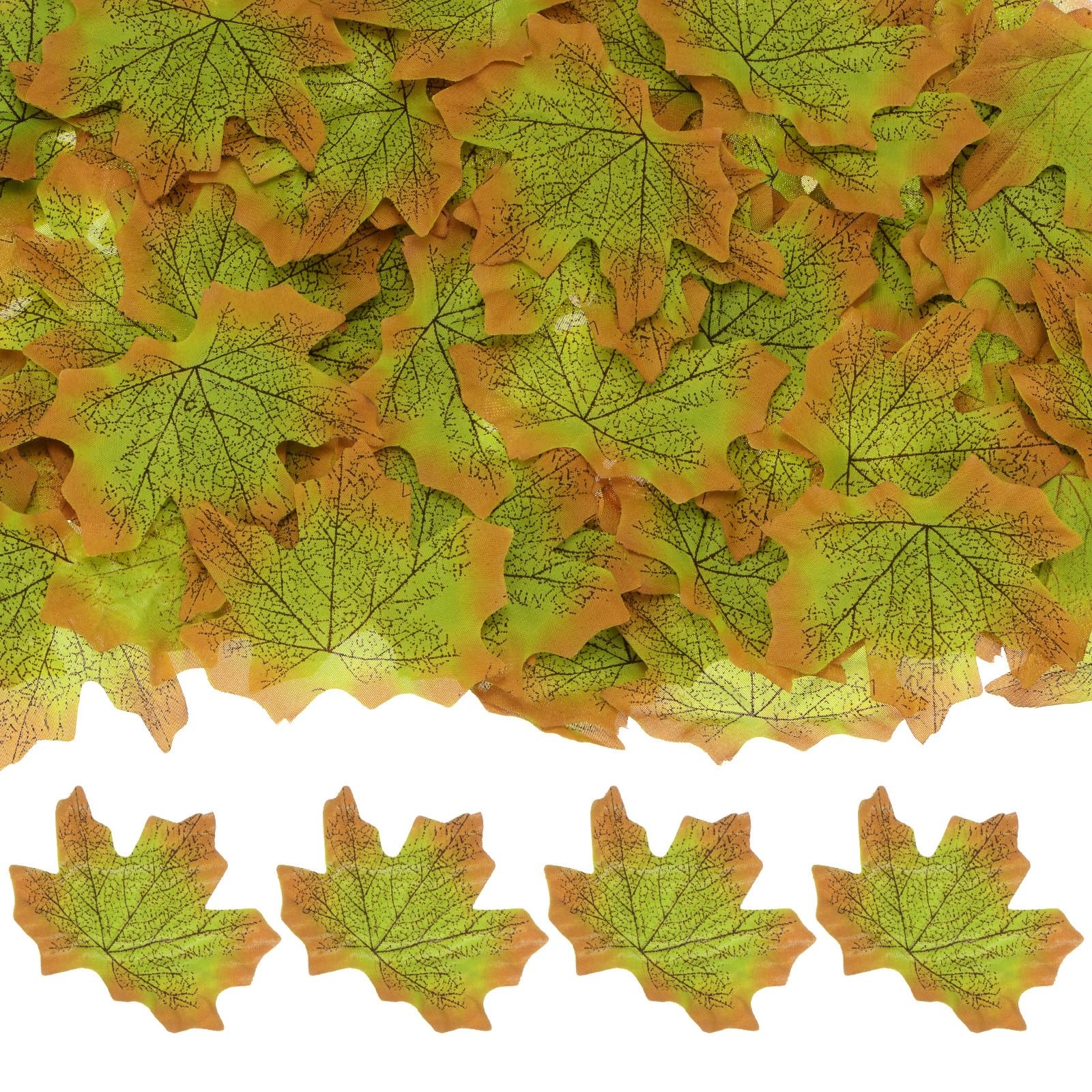 200-Pack Artificial Maple Leaves Brown Green Faux Fall Autumn Wedding Decor