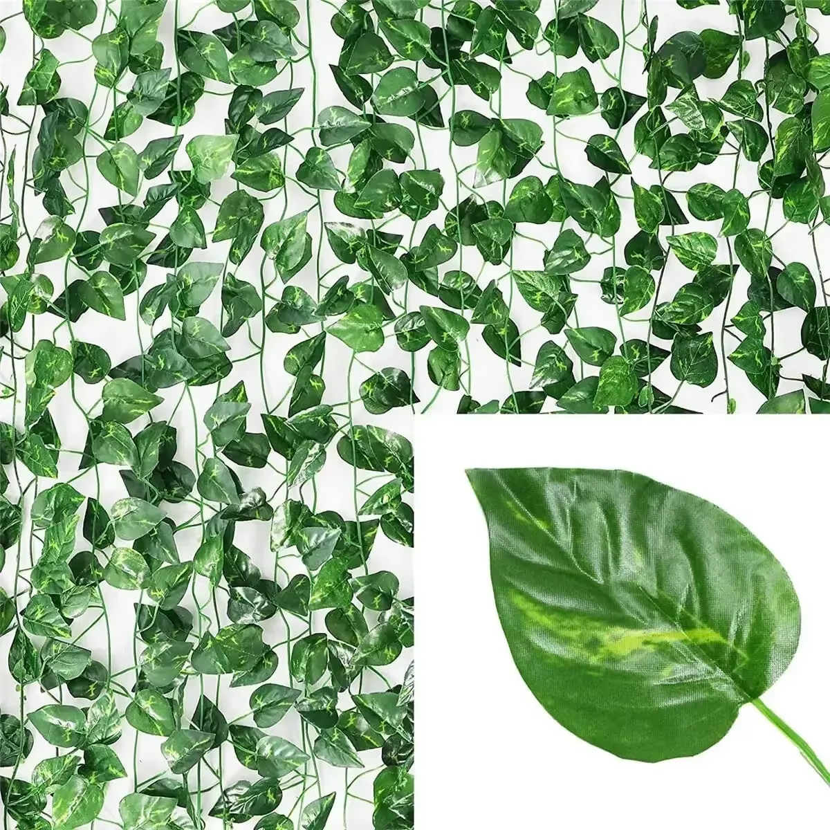 2/100m Artificial Green Ivy Vine Garland Fake Leaf Plants Rattan Hanging Creeper