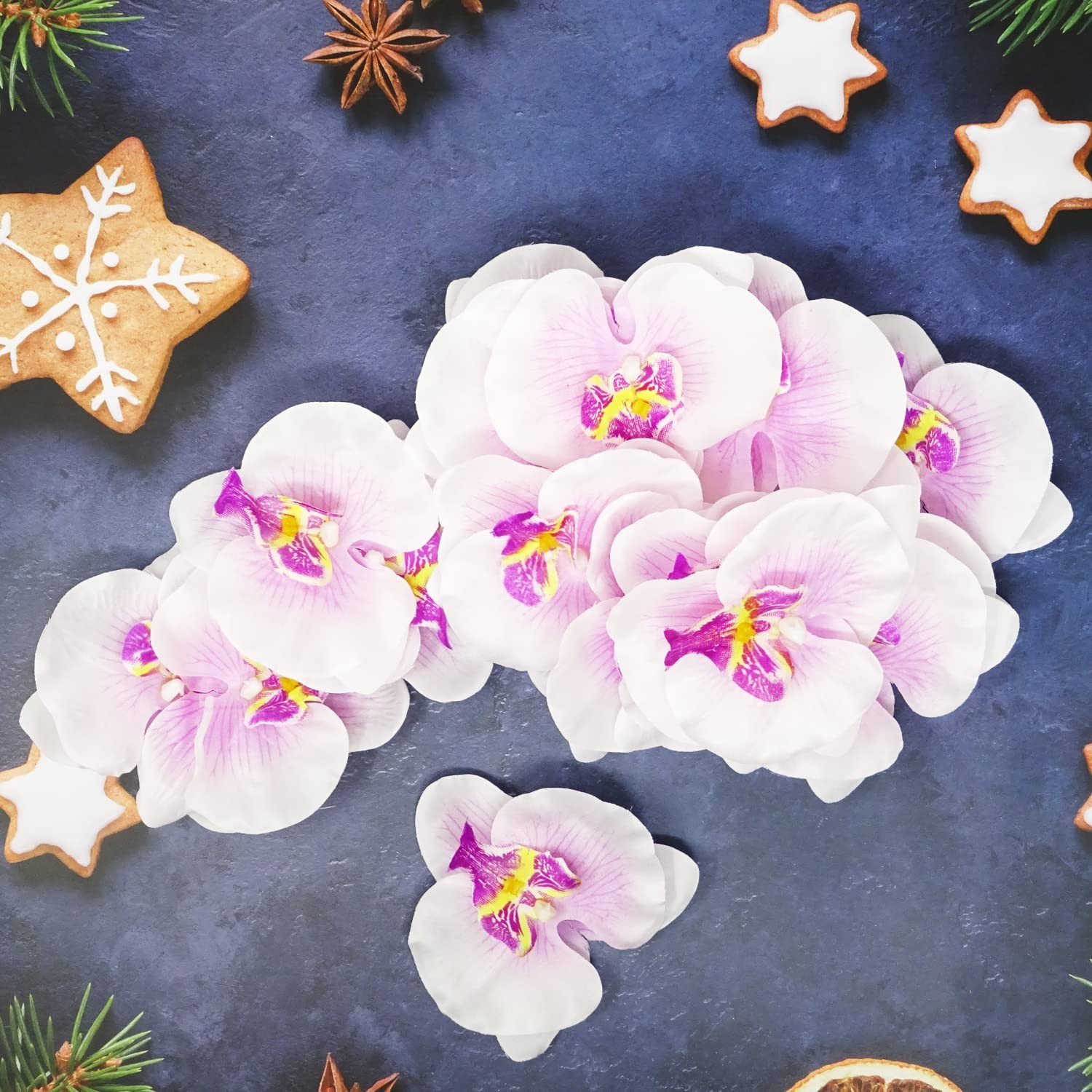 20PCS Fabric Butterfly Orchid Flower Heads Artificial Fake Flowers Heads for …