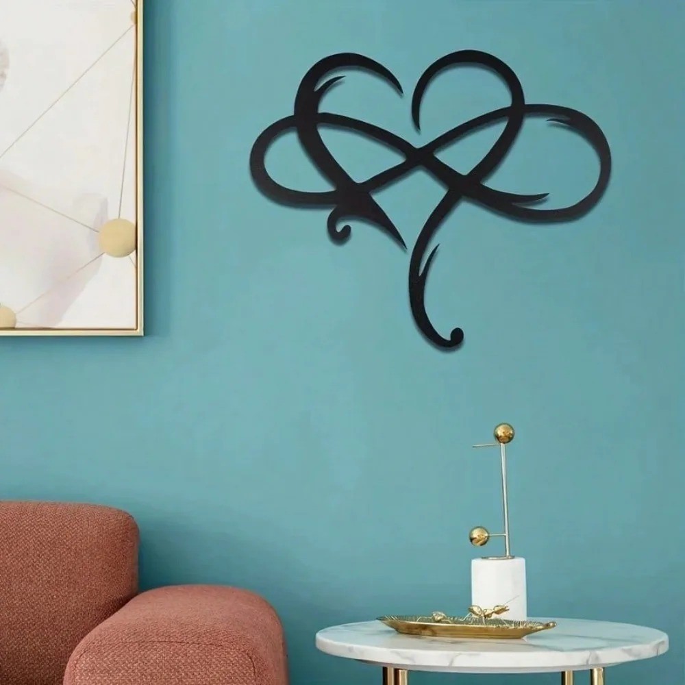 Black Infinity Heart Metal Wall Art Valentine Wedding Anniversary Home Decor