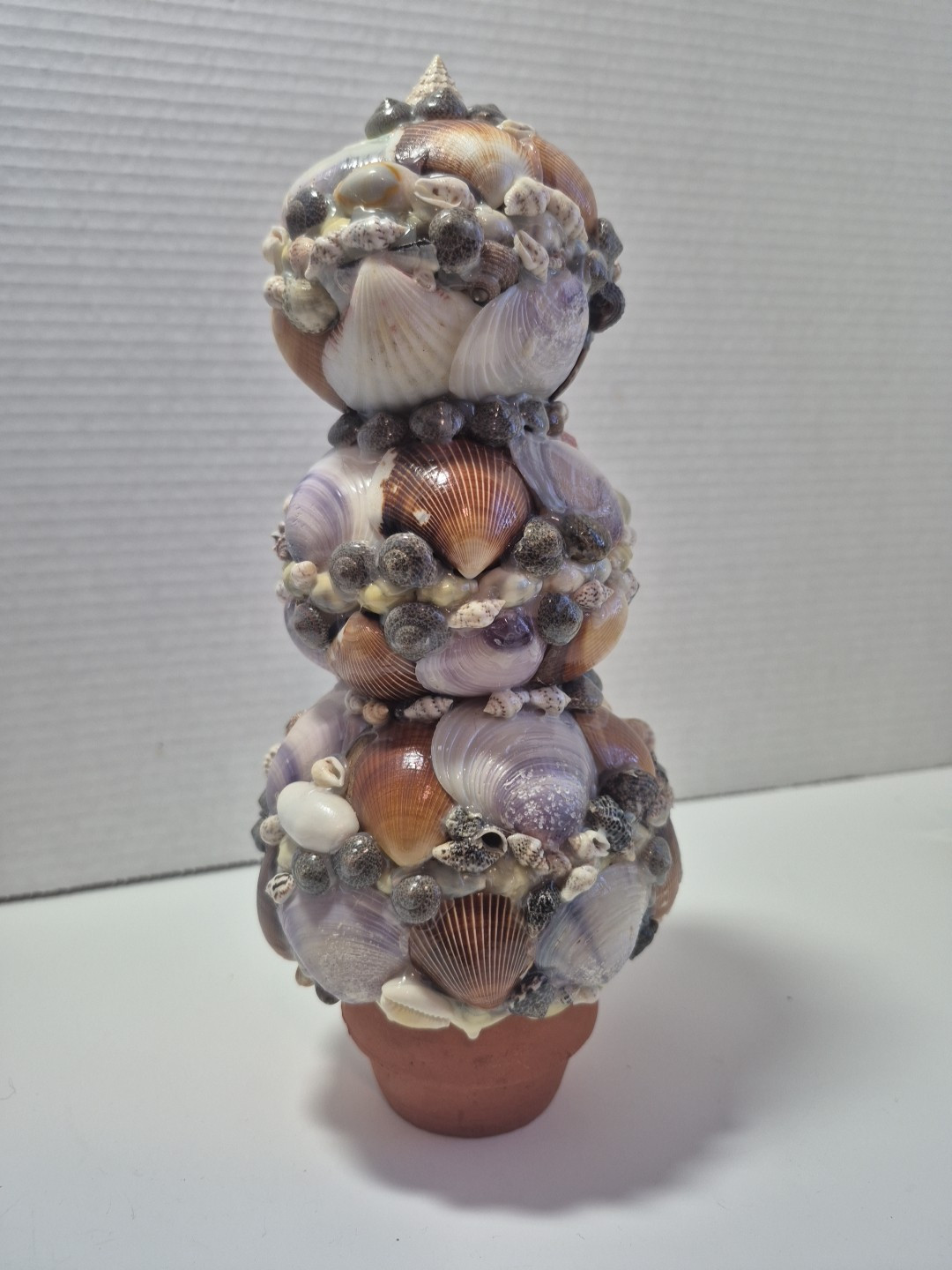 10 1/2″ Topiary – SEASHELLS POTTED TREE /bush – Made for Beachcombers. Unusual !