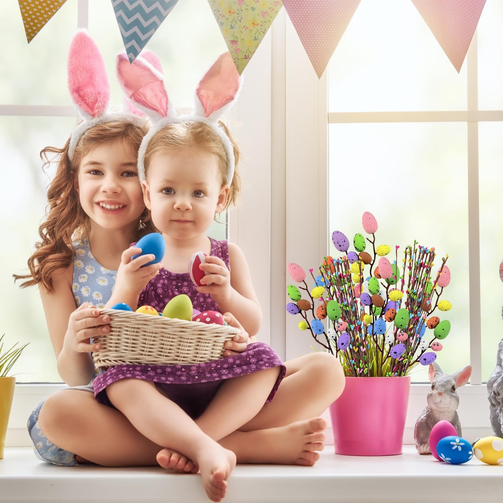 Artificial Picks Easter Spray Vine with Easter Eggs Berries Floral Stems