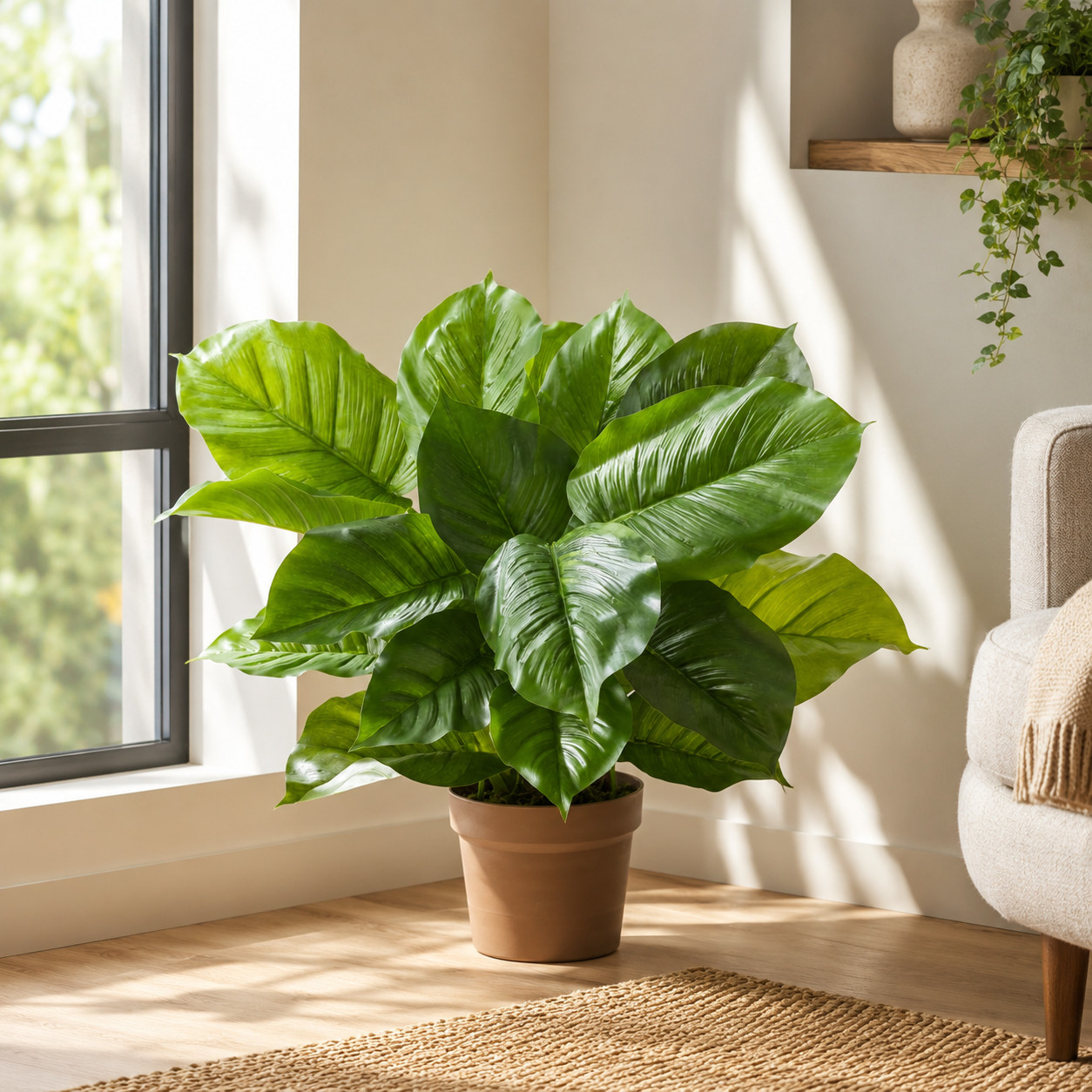 27″ Large Leaf Philodendron Silk Plant (Real Touch)