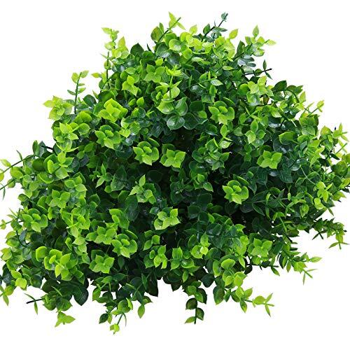 10 Pack Artificial Boxwood Stems for Outdoors Fake Greenery Plastic Faux Plants