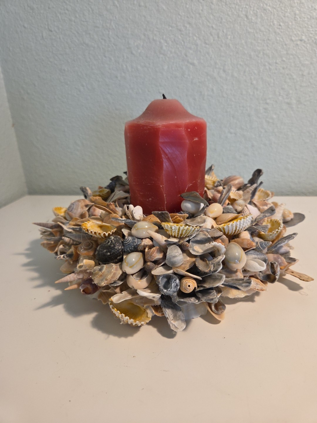 Coastal Seashell Wreath Fossil Shark Teeth Nautical 10″ Center Piece, Hang