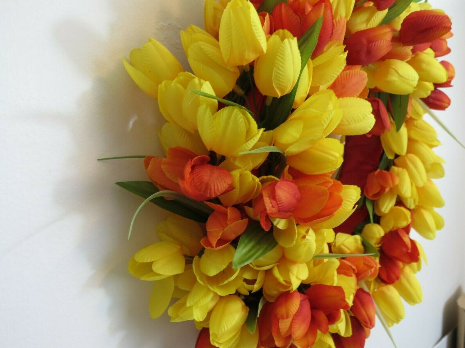 Tulip Wreath 16″ X 5″ Spring Summer Yellow Orange Door Decoration