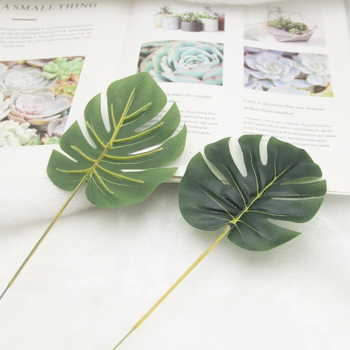24 Pieces Mini Artificial Palm Leaves,11″ Artificial Leaves for Decoration,Ce…