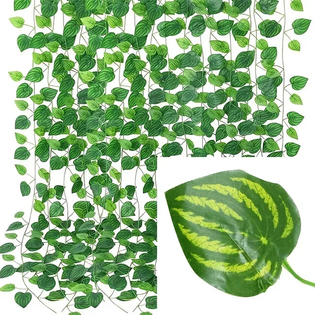 100/2M Artificial Plant Green Ivy Leaf Garland Creeper Hanging Vine Home Outdoor