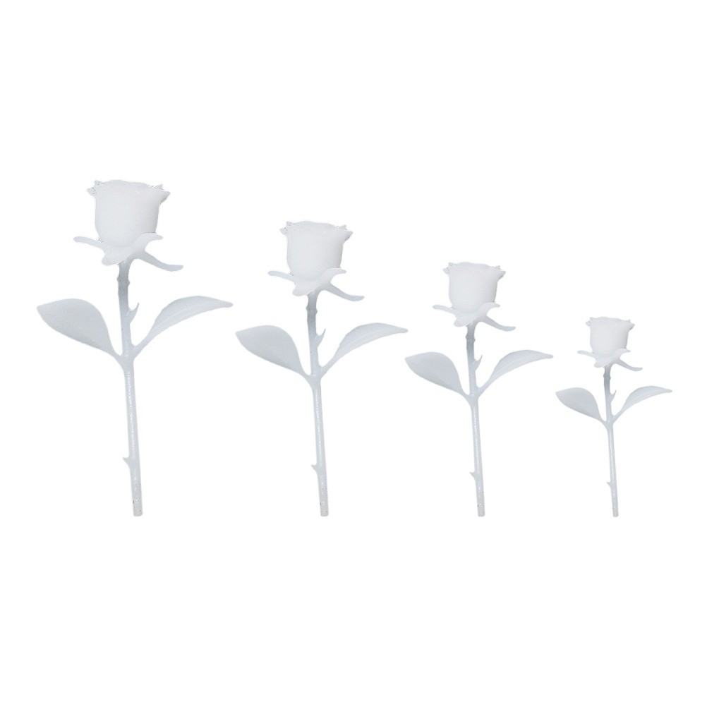 4PCS DIY Handmade 3D Rose Ornament Mini Rose Model Crystal Glue (White)