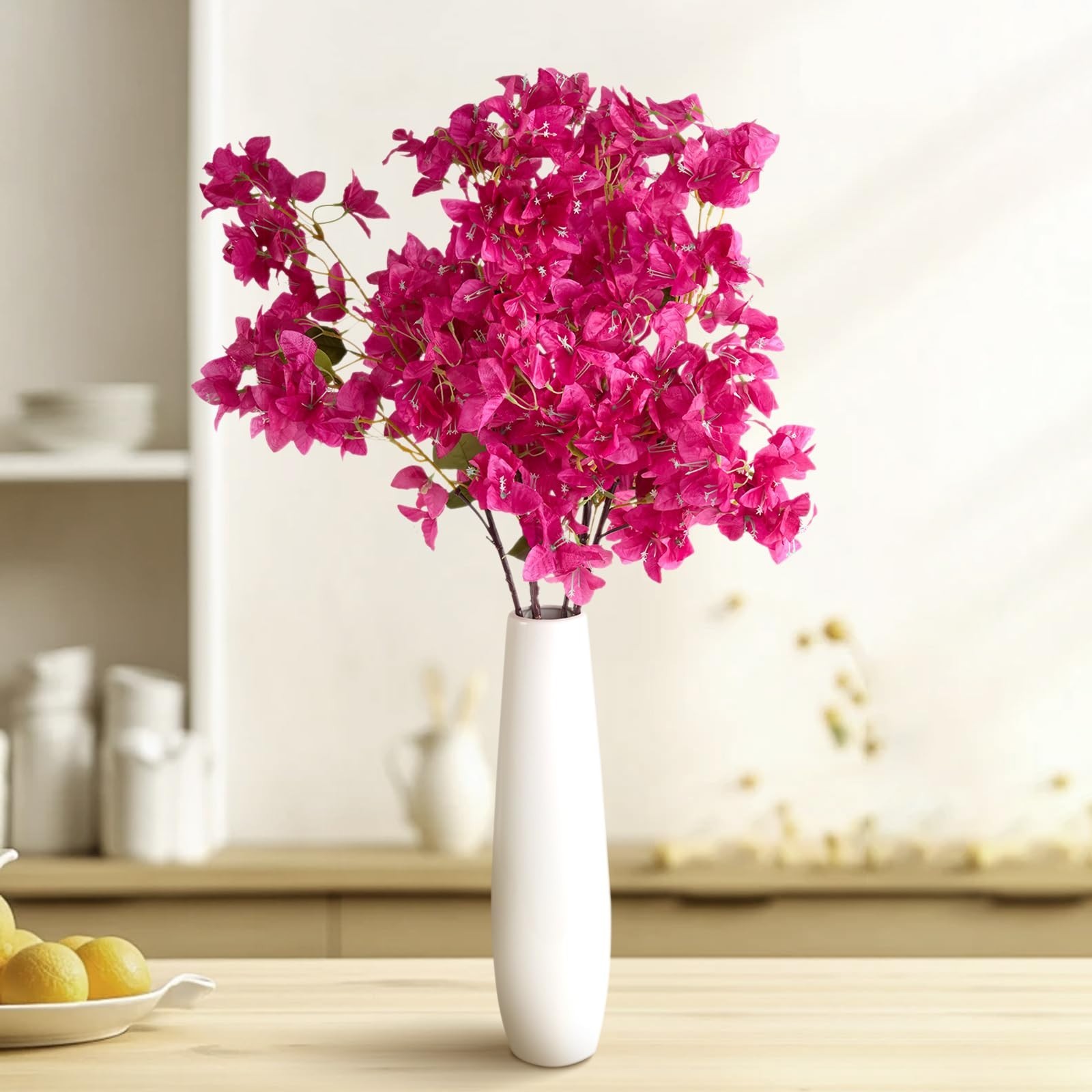 6PCS UV Resistant Silk Bougainvillea Flowers, 36 Branches, Long Stems, Realistic