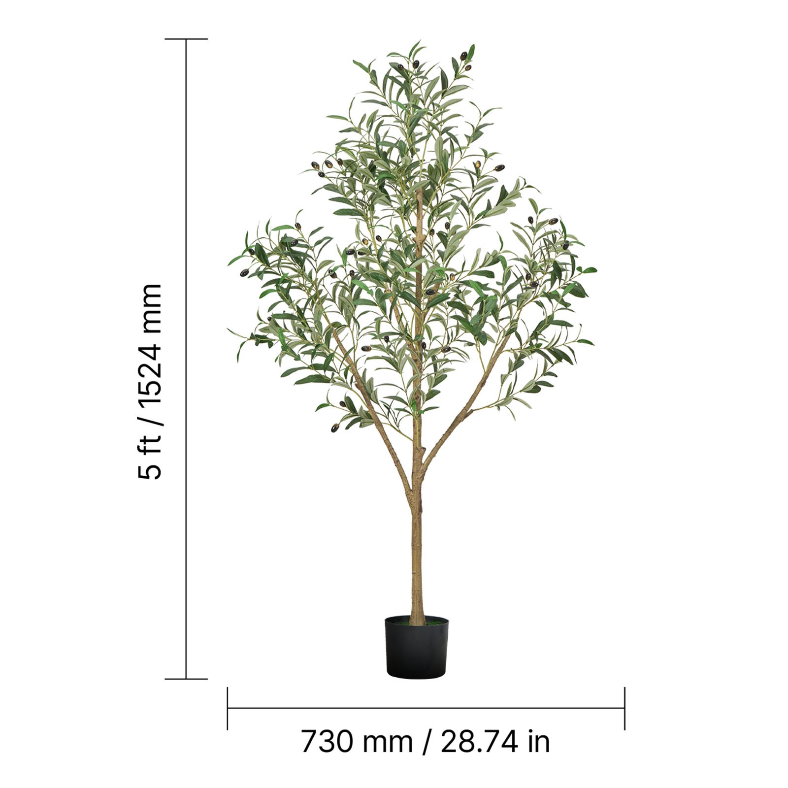 Uimoso 5FT Faux Olive Tree with Black Pot for Indoor and Office Decor