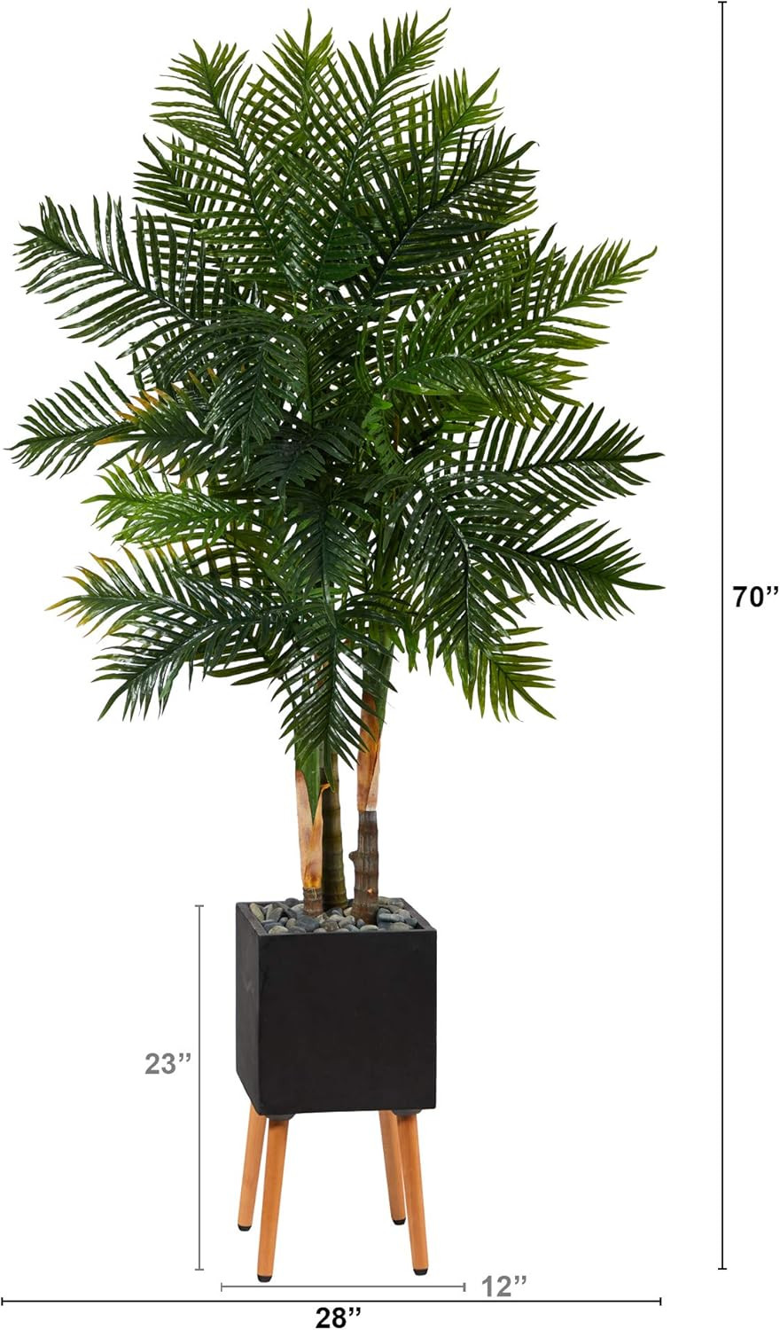 70″ Areca Palm Artificial Tree in Stylish Black Planter with Stand