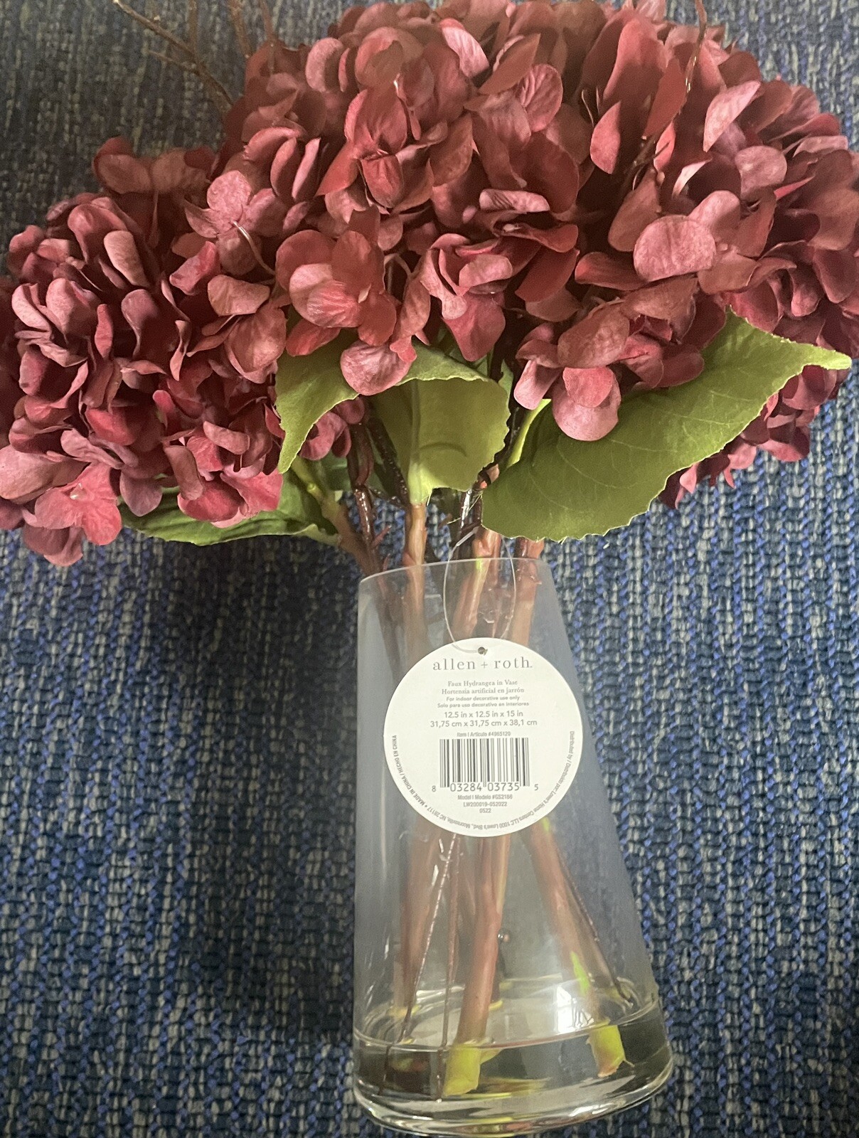 allen + roth 15-in Red Indoor Artificial Hydrangea Artificial Flower