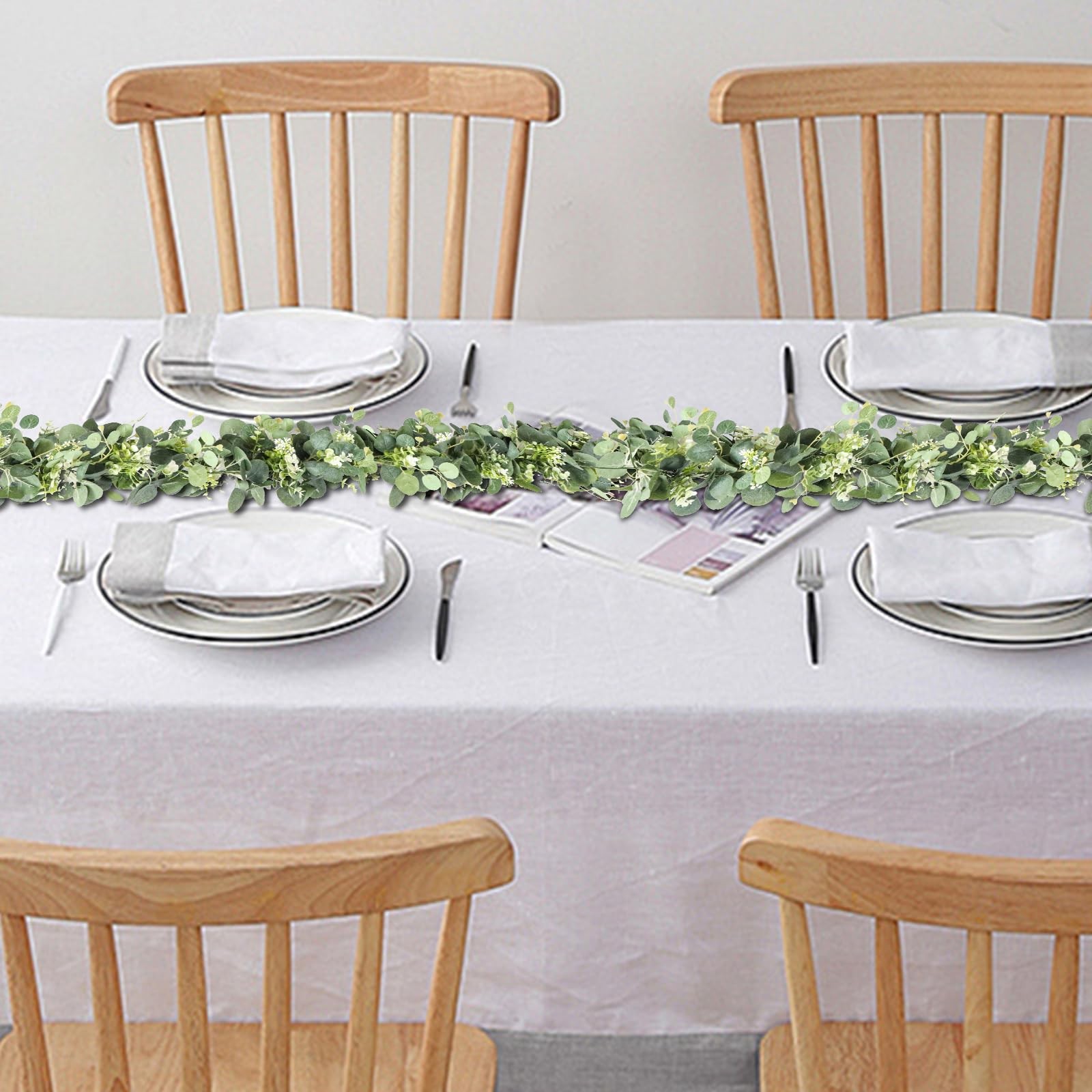 MAKHOT 5.9FT Eucalyptus Garland, Artificial Greenery Garland Flower, Green Garla
