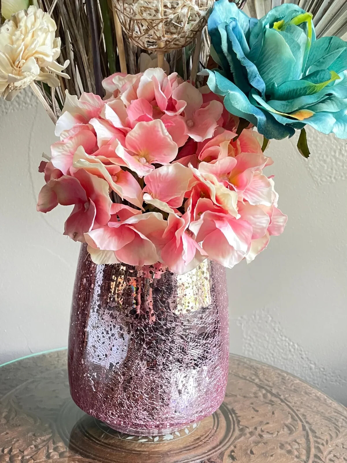 Pink & Blue Centerpiece Chic Elegant Living Dining Room Decor Bedroom Accent