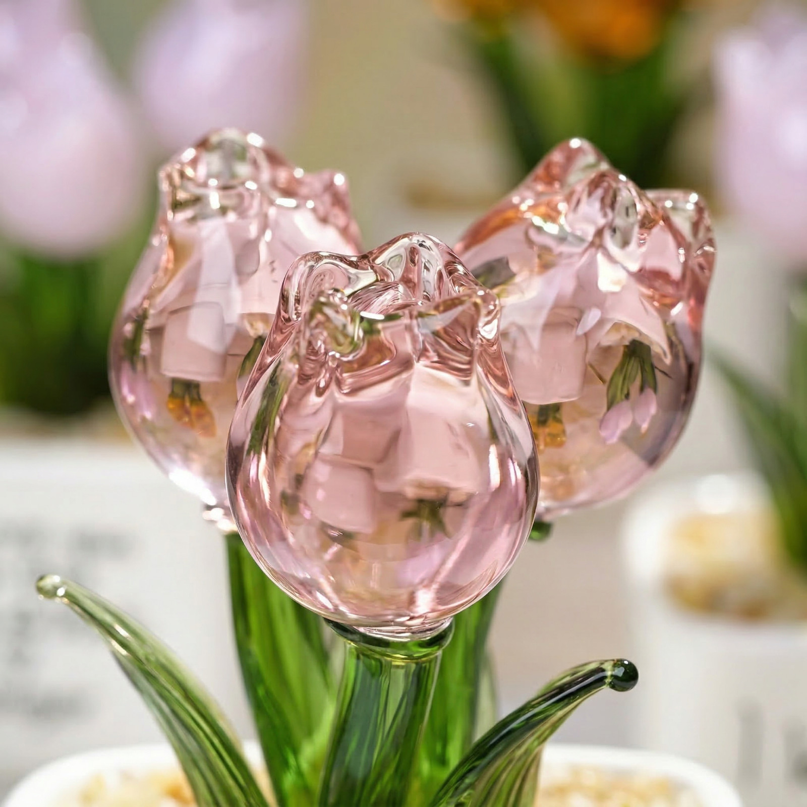 Custom Glass Tulip Flower Pot Personalized Gift for Mom Birthday Decor