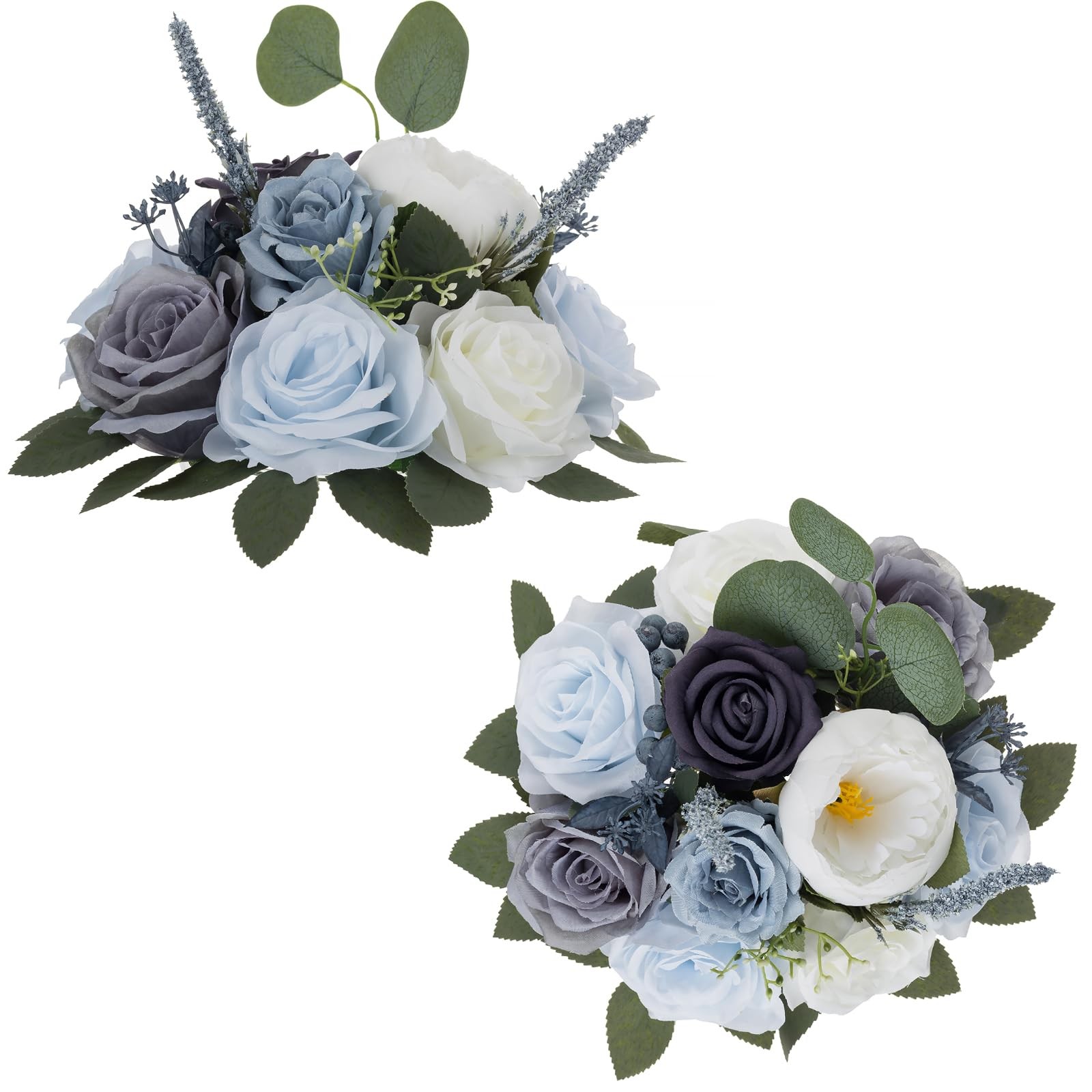 2 PCS Dusty Blue Rose Artificial Flowers Ball Wedding Centerpieces Decor DIY