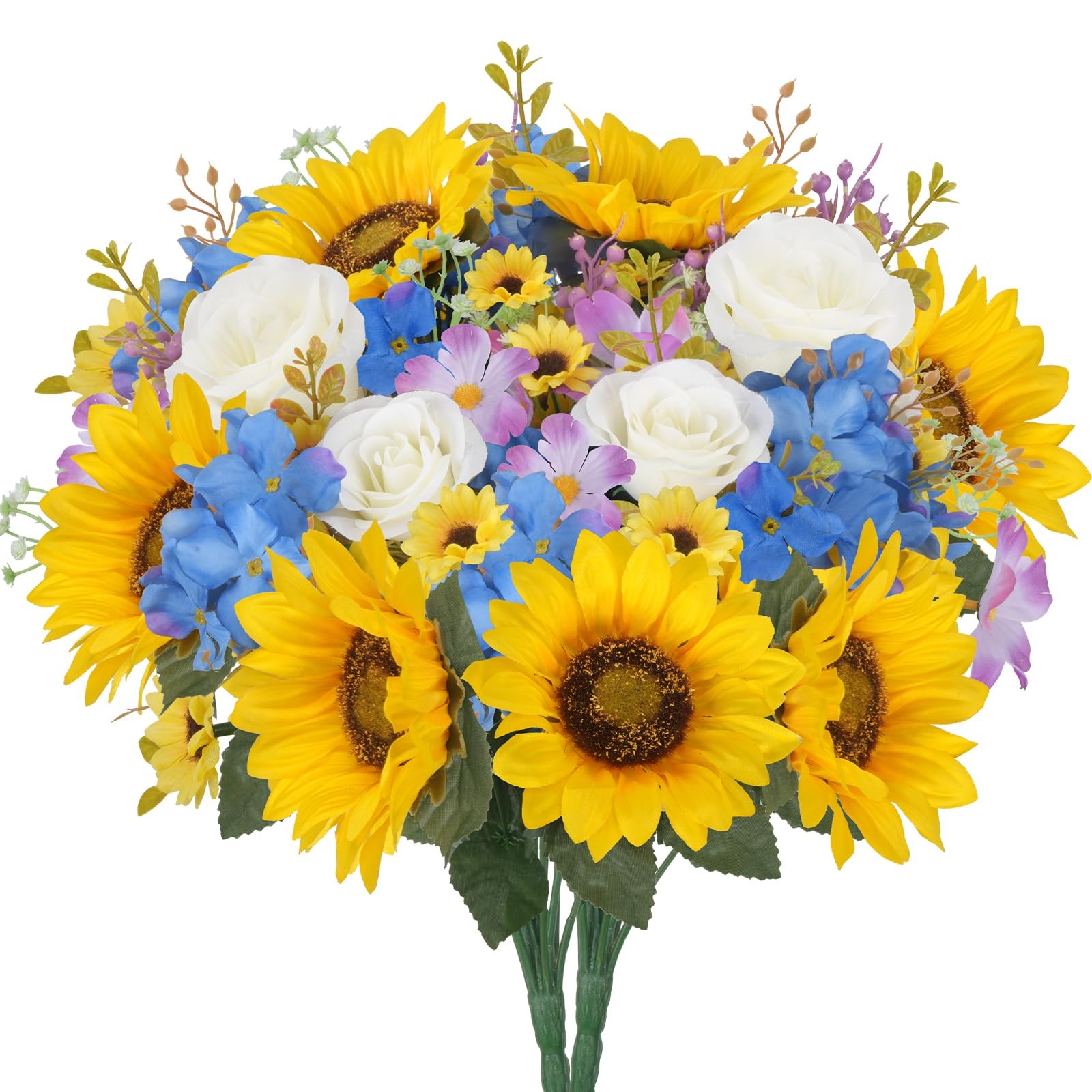 2Pcs 17.7Inch Sunflowers Artificial Flowers Bouquets Cemetery Flowers for Gra…