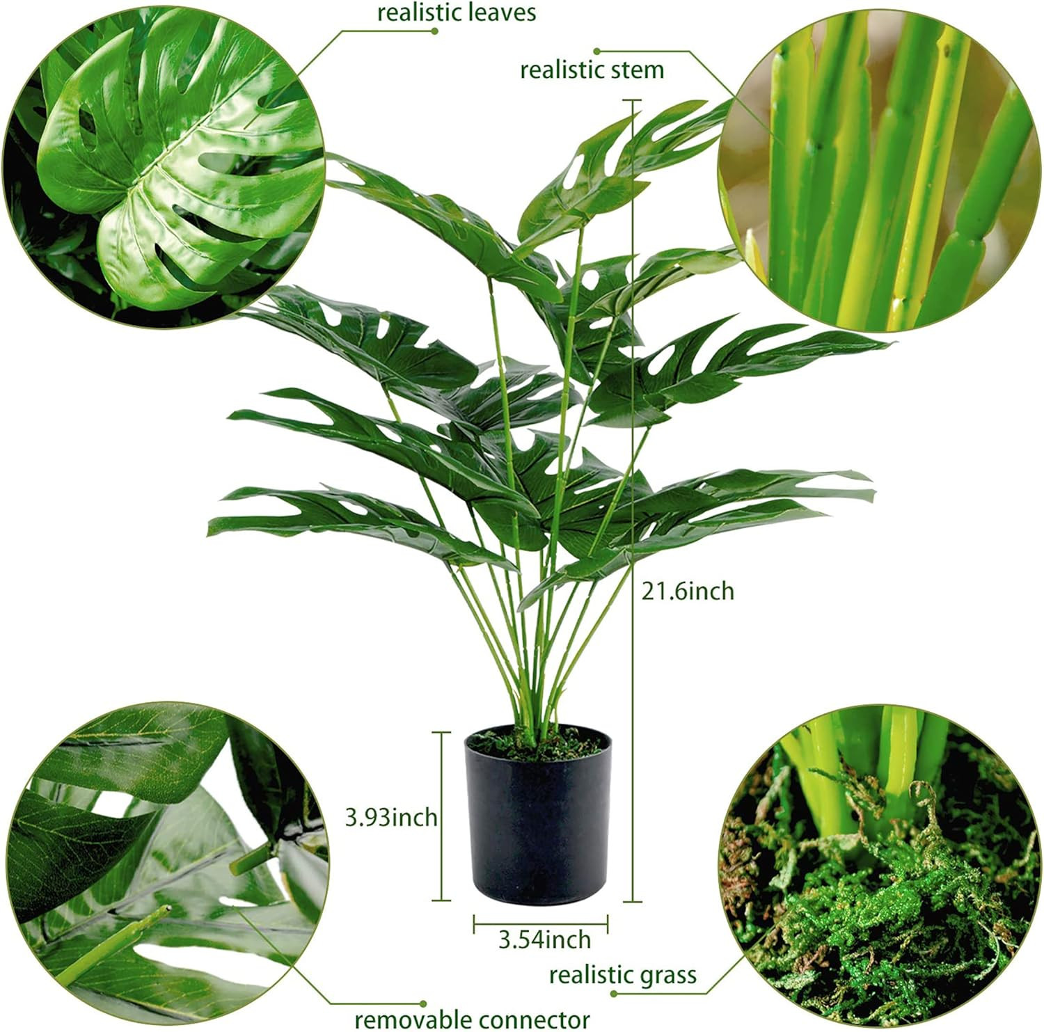 Artificial Palm Tree, 19″ Large Fake Plants in Pot for Indoor and Outdoor Home O