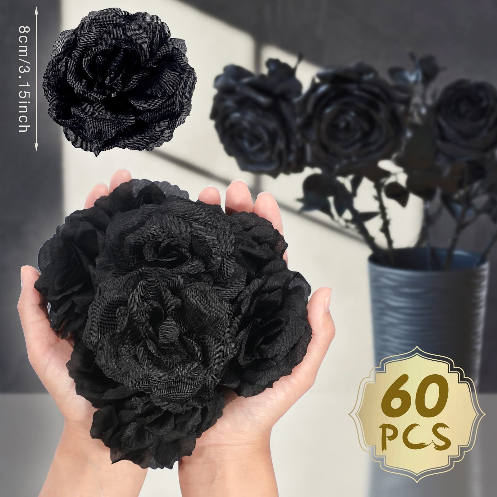60 Pieces Artificial Rose Head for Decoration Silk Flower for Cake Decor Fake…