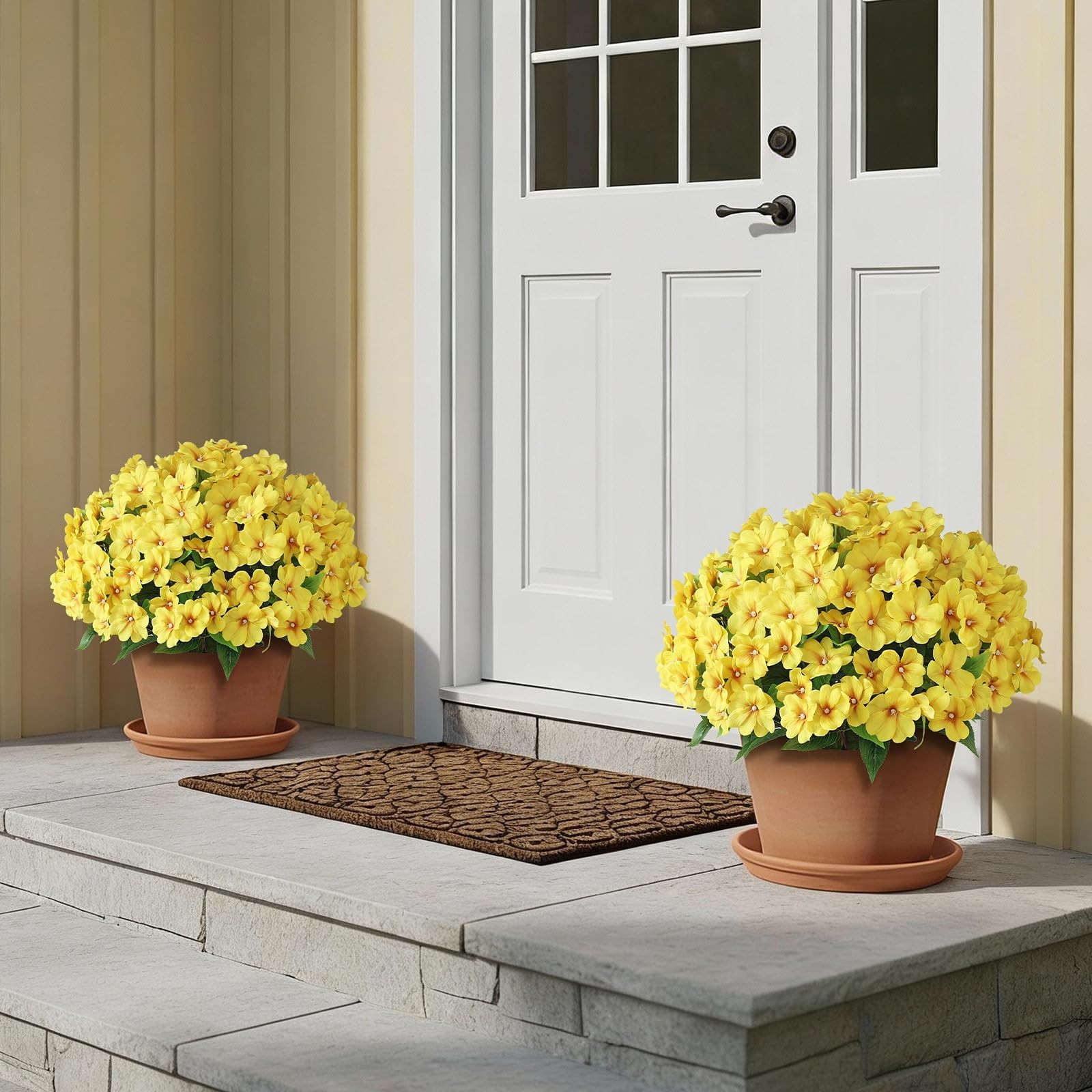 2 Set of Artificial Impatiens Topiary Trees – Fake Silk Flower Potted Plants,…