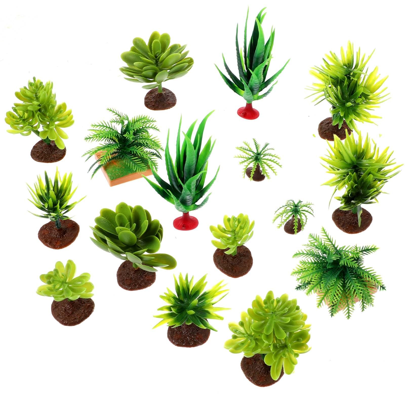 16 PCS Artificial Miniature Trees Realistic Mini Succulent Plants Plastic Mod…
