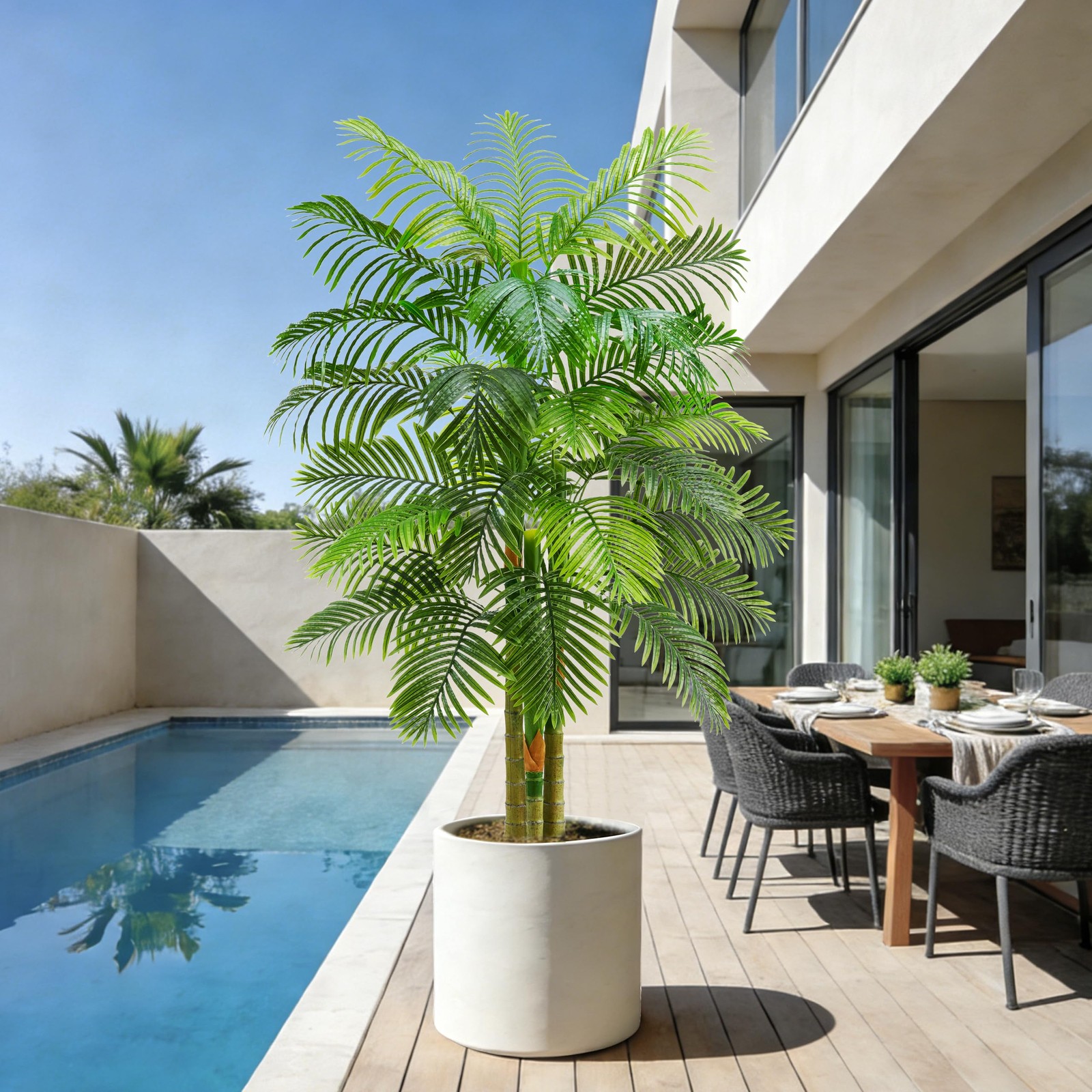 TNGGNT Artificial Golden Cane Palm Tree：6T Fake Large Tropical Areca Palm Trees