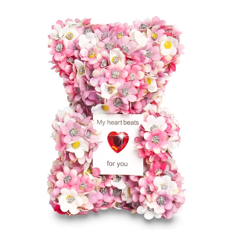 Delicate Faux Flower Bear Display Decoration for Creating a Elegant Atmosphere