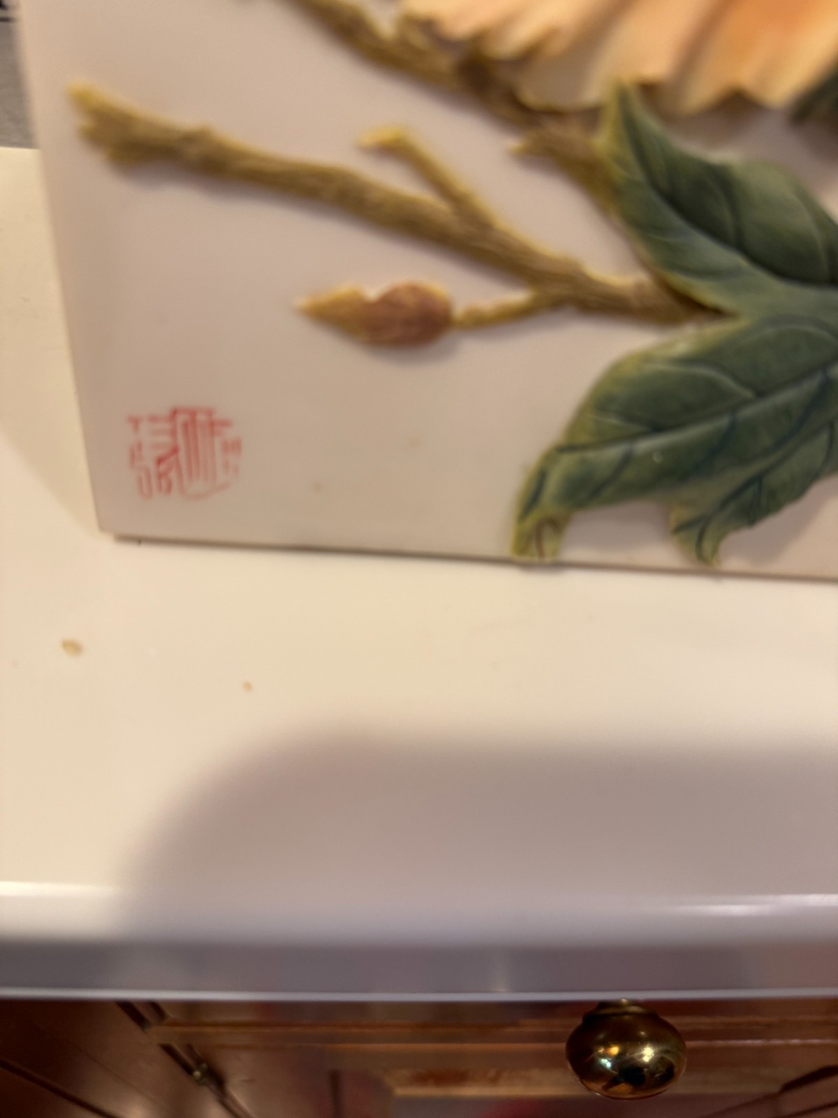 Vintage 2 Chinese PLAQUES Hand Painted PEONY AND ORCHIDS 7.5″ X 9.5″ SIGNED